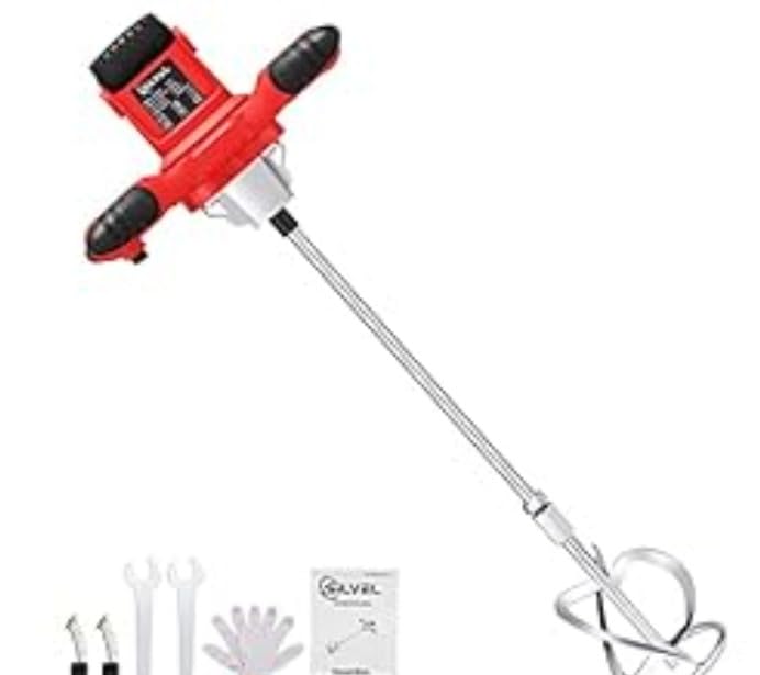 SILVEL Cement Mixer, Max 2300W Electric Concrete Mixer with 6 Adjustable Speeds, Portable Mortar Mixer, 110V Handheld Mud Mixer for Mixing Mortar, Paint, Slurry, Gypsum, Sheetrock, Feeding customer photo 2