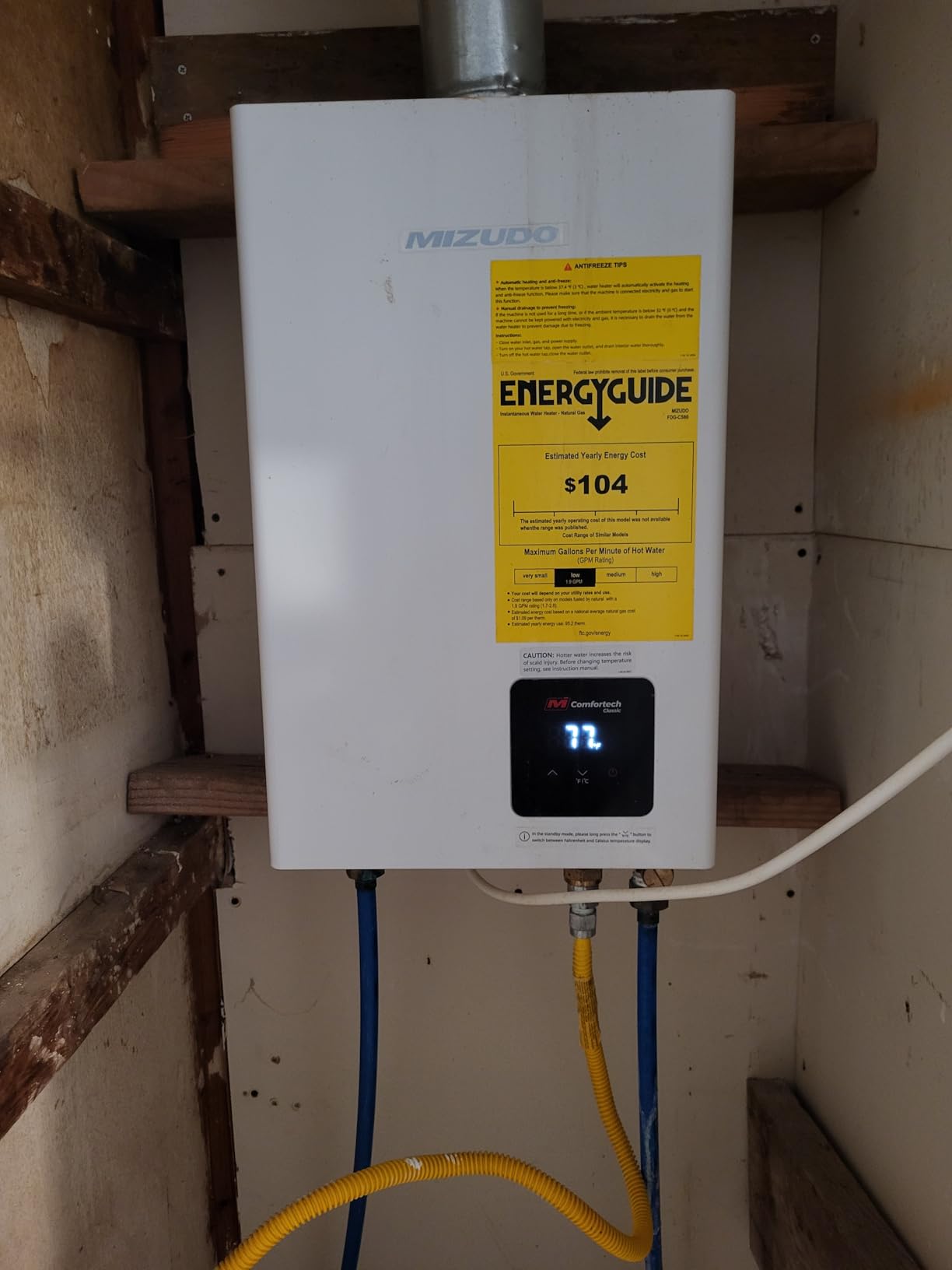 MIZUDO 120,000 BTU Natural Gas Tankless Water Heater,Max 5.1 GPM,WiFi&APP customer photo 1