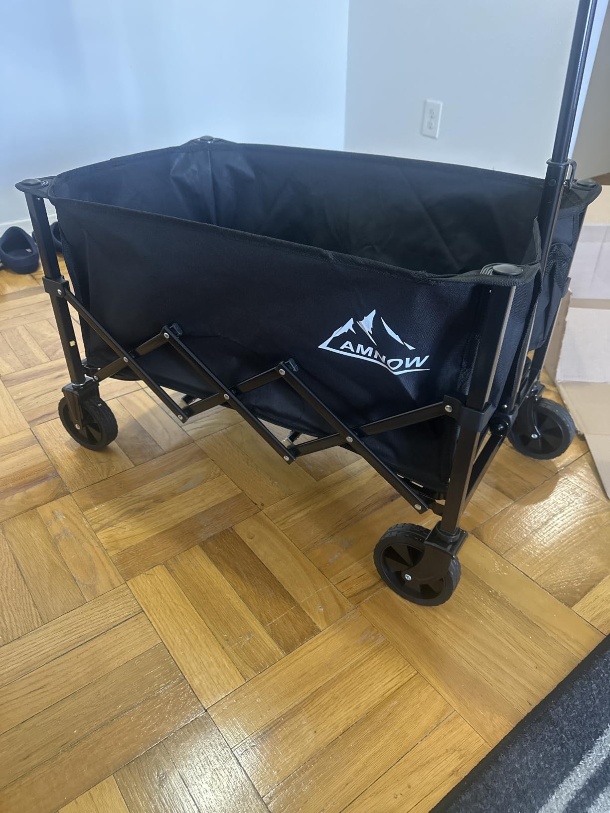 AMNOW 100L Collapsible Wagon Cart with All Terrain Wheels, 350LBS, Black customer photo 1