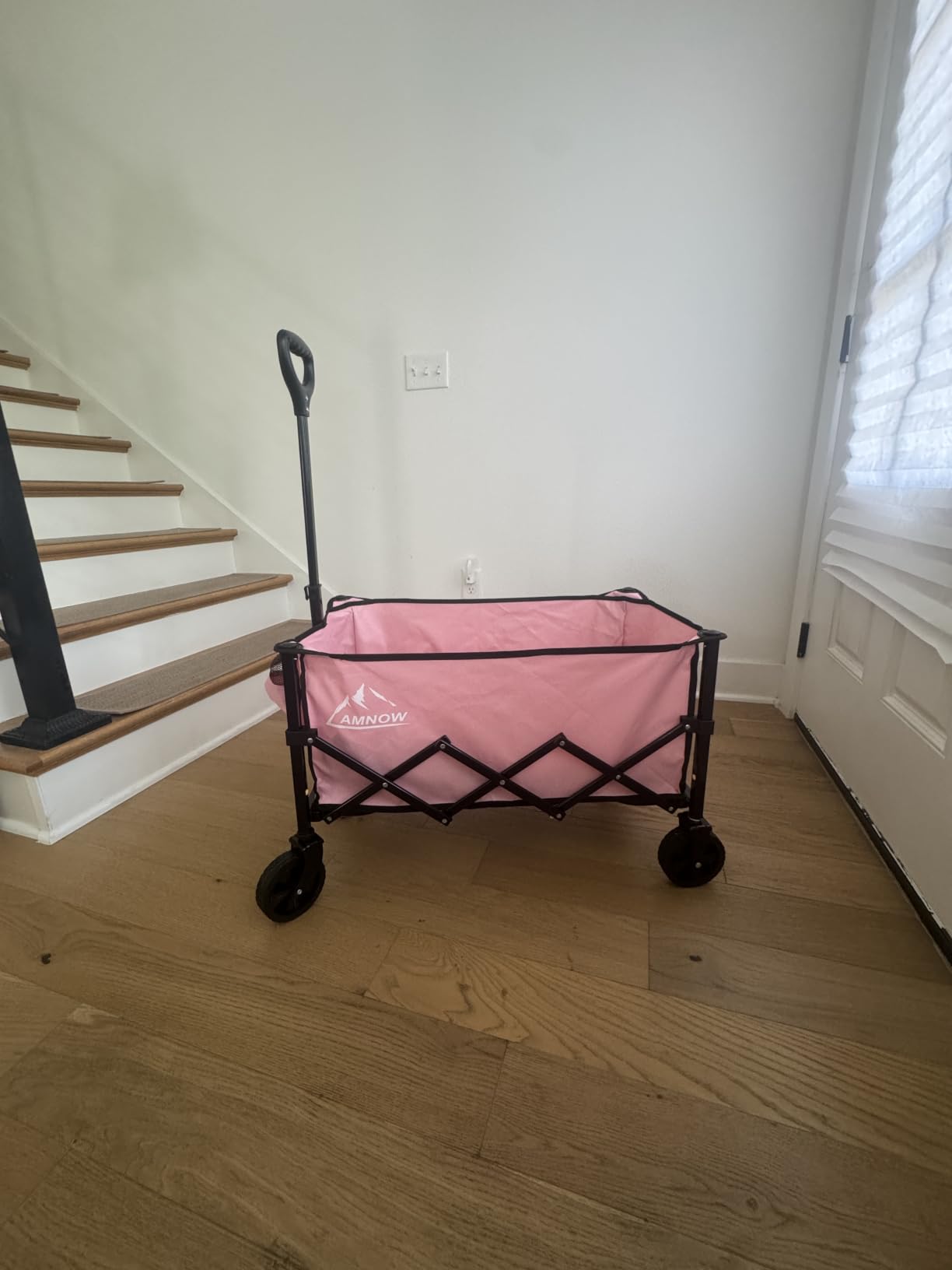 AMNOW 100L Collapsible Wagon Cart with All Terrain Wheels, 350LBS, Black customer photo 2