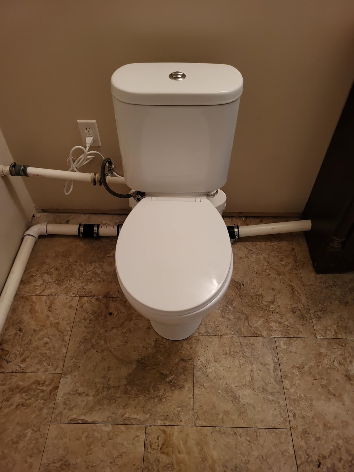 Simple Project Macerating Toilet System with 4-Inlet＆500W Macerator Pump | Upflush Toilet for Basement, Powerful 1.6GPF Flush &Quiet, Durable Pump, Extension Pipe - Easy Install, Space Saving customer photo 1