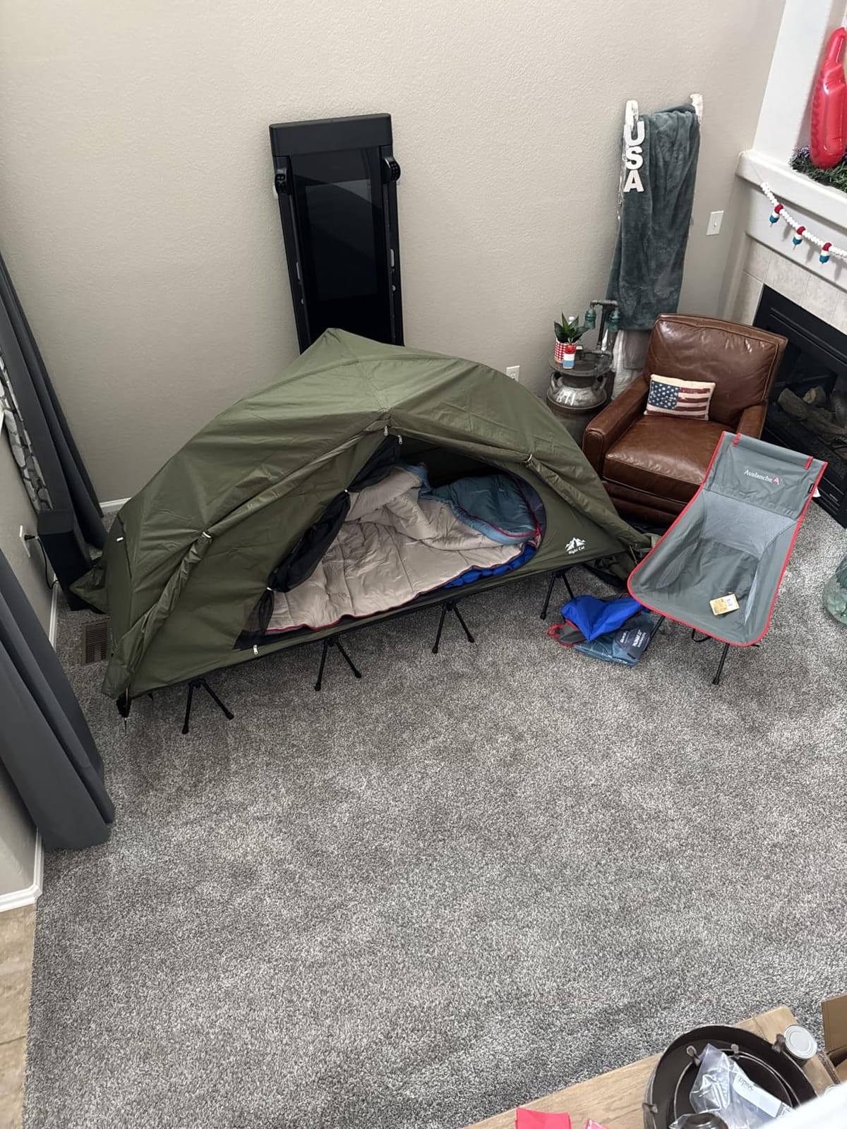 Night Cat Camping Cot Tent - Waterproof 1-Person Off-Ground Combo Cot Bed for Adults Portable Easy Set-up Tent Green 31.5'' Width customer photo 2