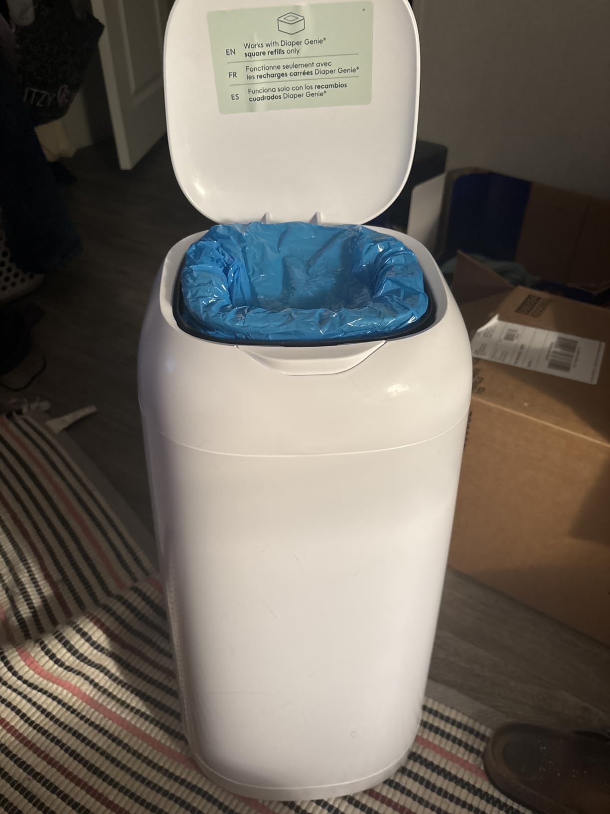 Diaper Genie Classic Diaper Pail Gift Set | Push-N-Lock Odor Control | Includes Starter Refill and Jumbo+ Refill | Holds up to 1,245 Newborn Diapers | Baby Registry Must-Have | Classic pail registry gift set with Push-N-Lock odor control includes 2 square refills holding up to 1,245 newborn diapers. customer photo 2