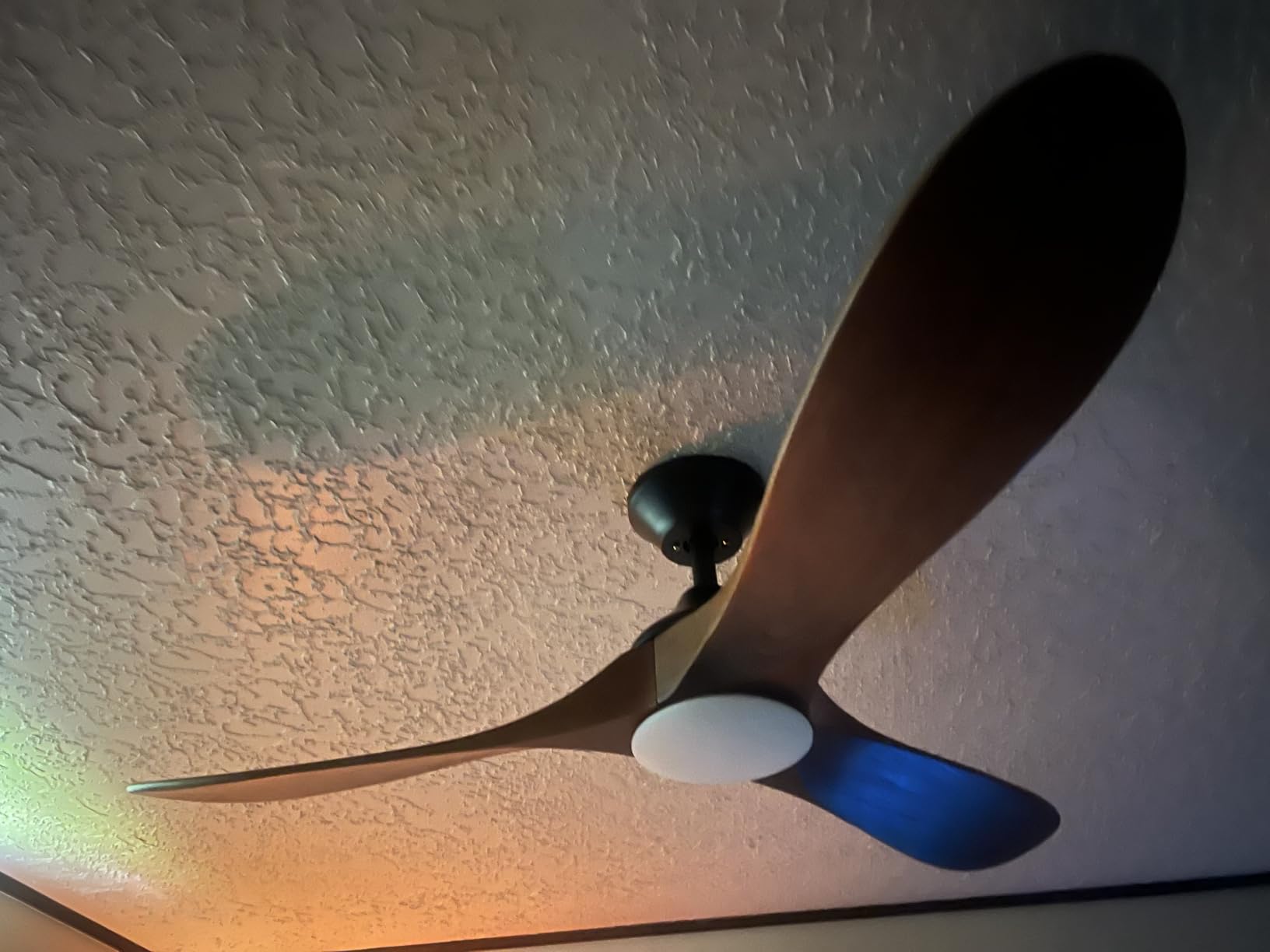 52 inch (2026 Upgrade) Outdoor Ceiling Fan with Light-Glass Lamp,3 Blade handcrafted Wood Propeller Ceiling Fans with Lights & Remote,Exterior Damp Rated High CFM Ceiling Fans Modern Smart APP, Walnut customer photo 2