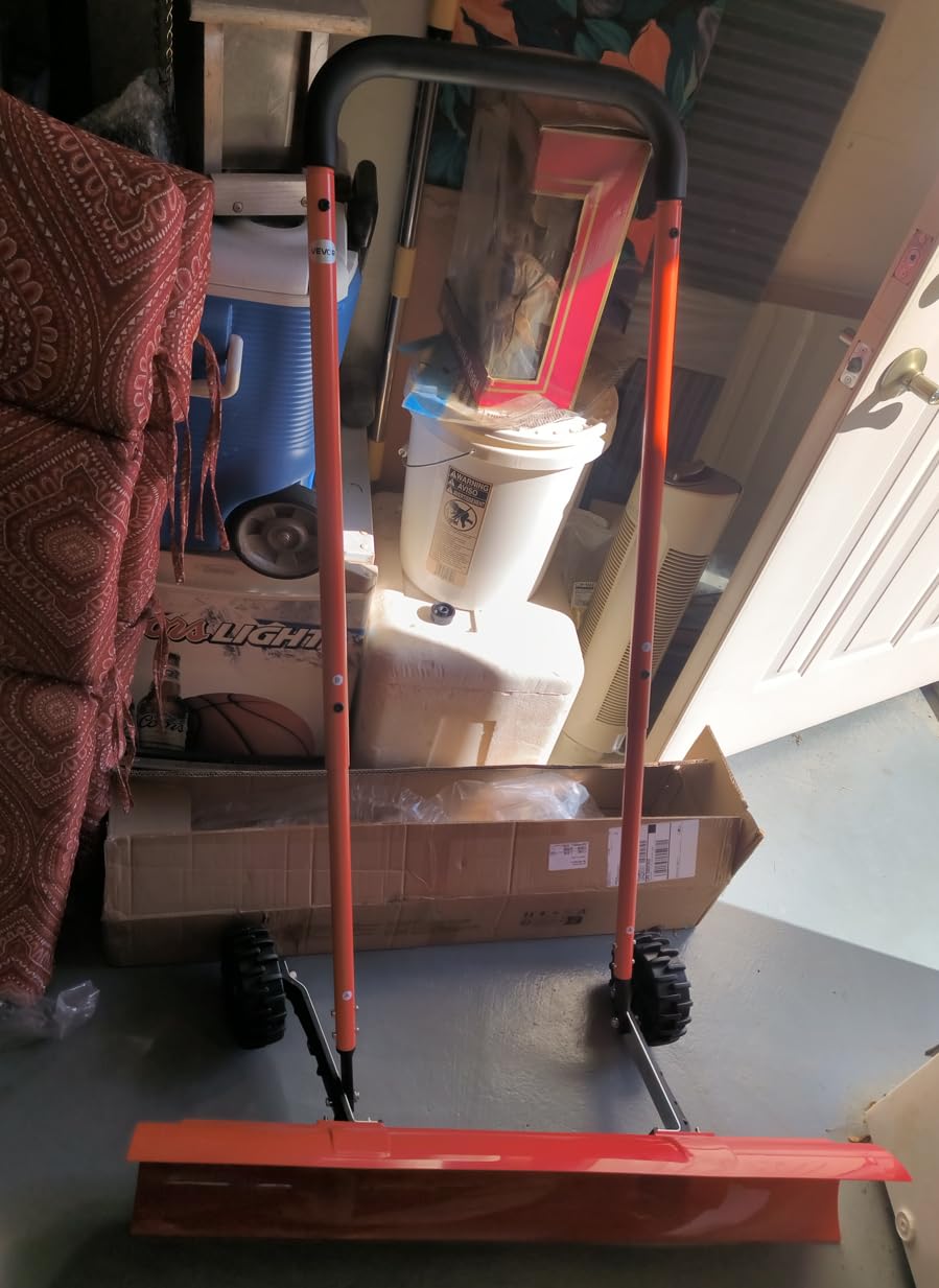 VEVOR 38-inch Snow Pusher Shovel with Wheels, Bi-Directional Heavy Duty Wheeled Push Snow Shovel for Driveway and Sidewalks with Angeled Blade customer photo 1