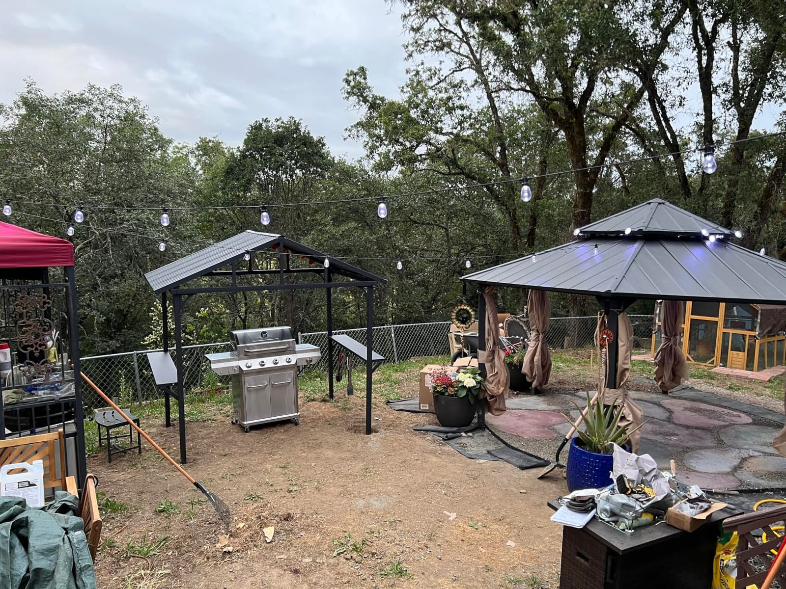ALAULM 8'x 5' Hardtop Grill Gazebo, Outdoor BBQ Gazebo Metal Roof Canopy with 2 Metal Side Shelves & 5 Tool Hooks for Patio, Garden, Backyard, Poolside (Dark) customer photo 1