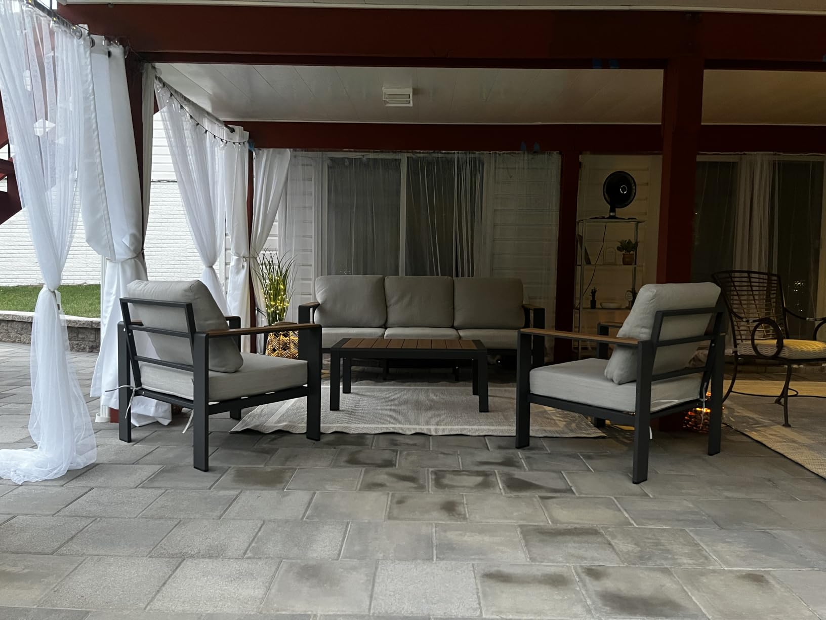 Aluminum Outdoor Patio Furniture Set with Coffee Table, 5 Piece Patio Conversation Sets with Washable Thick Cushions, Outdoor Sectional Furniture Set for Porch, Balcony, Deck, Yard, Graphite customer photo 2