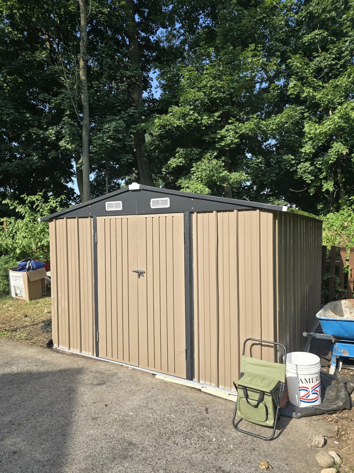 Aoxun 12'x20' Carport Shed Outdoor Metal Storage Sheds, Brown customer photo 1