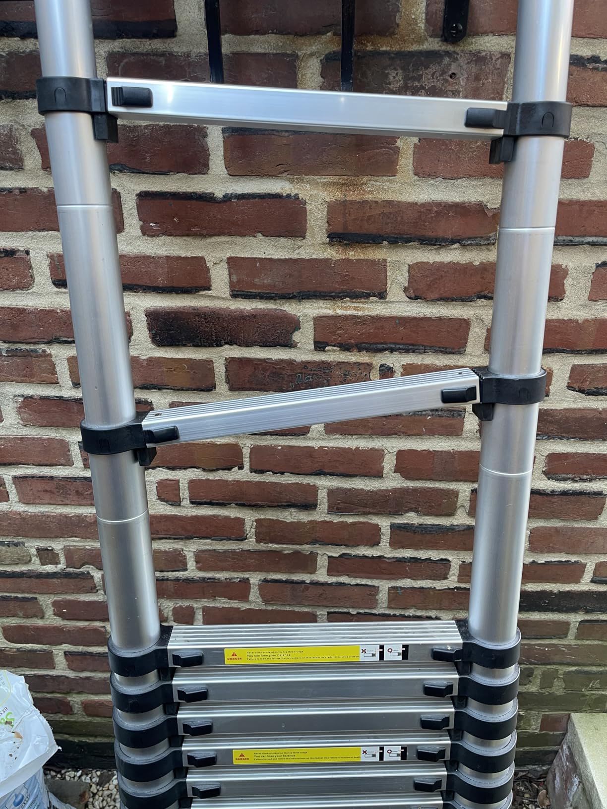 Telescoping Ladder with Hooks, 20.3 FT, Stabilizer & Wheels, Black customer photo 1