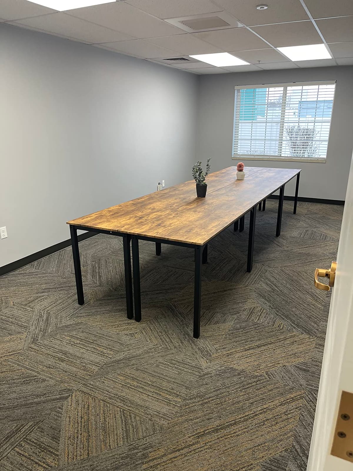 Bonzy Home Conference Table 9FT Office Computer Table for Meeting Room, Study Writing Printer Podcast Table for 8 People, Black, 2PCS, 110.2