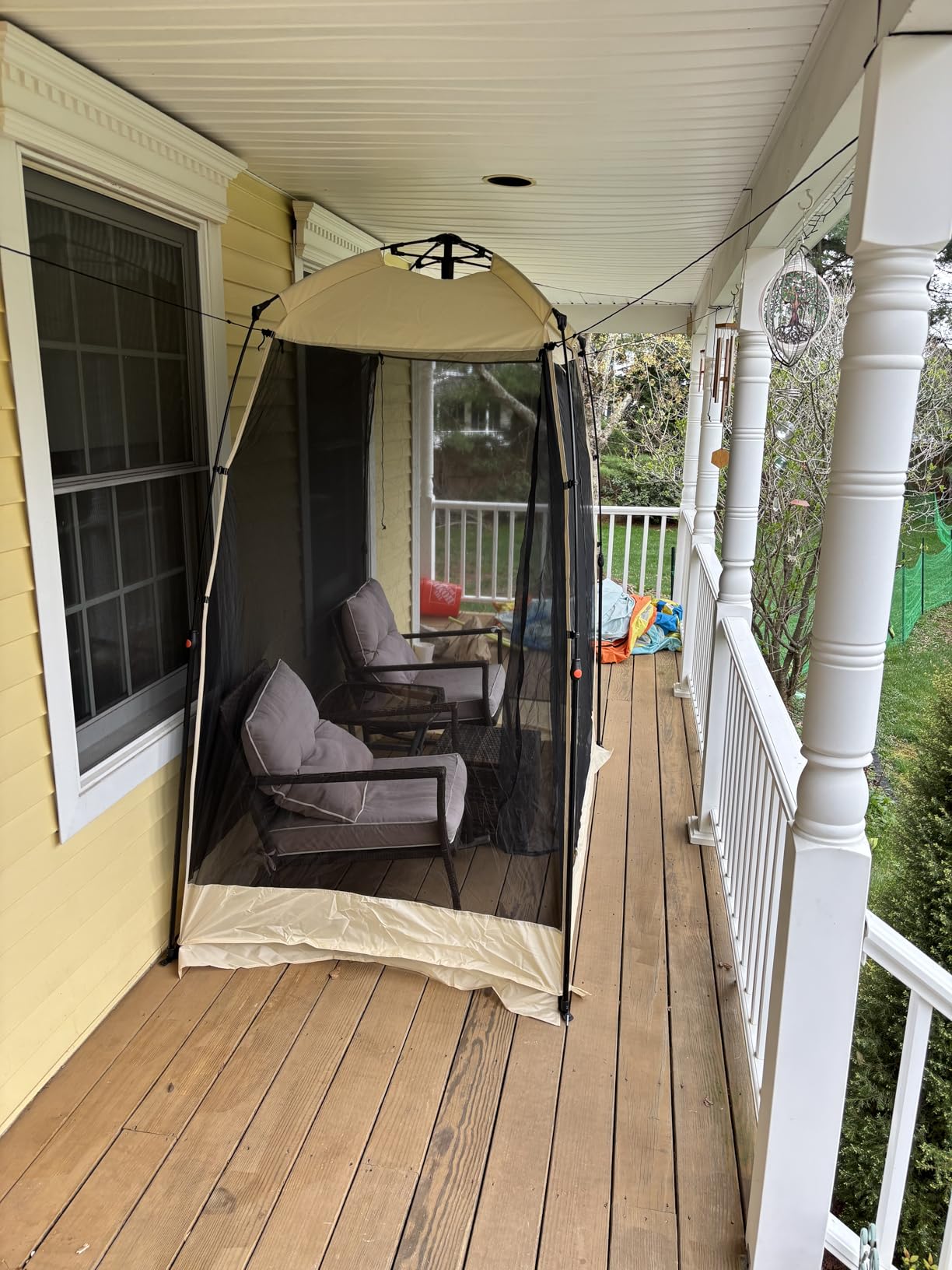 Alvantor® Pop Up Screen House Tent 10x10 FT, Snap-fit Black Mesh Screen Gazebo with Peaked Roof, Portable Screen Room Canopy Shelter with Sandbags for Camping, Backyard, Picnic customer photo 2