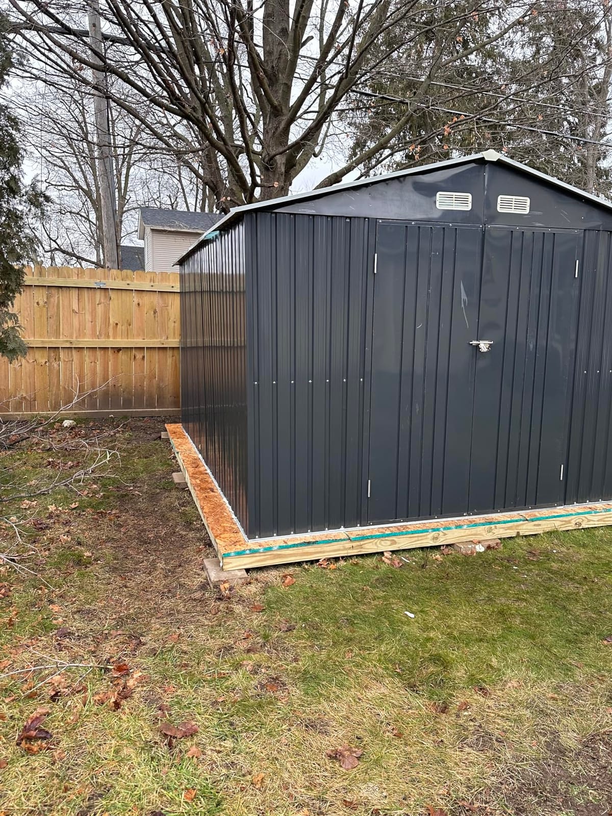 VanAcc 12x20x7.2 FT Outdoor Storage Shed with 2 Transparent Panels, Metal Garden Shed with Hinged Double Doors, Windows & Vents, Reinforced Steel Frame for Backyard Garden, DIY Workshop, Dark Gray customer photo 2