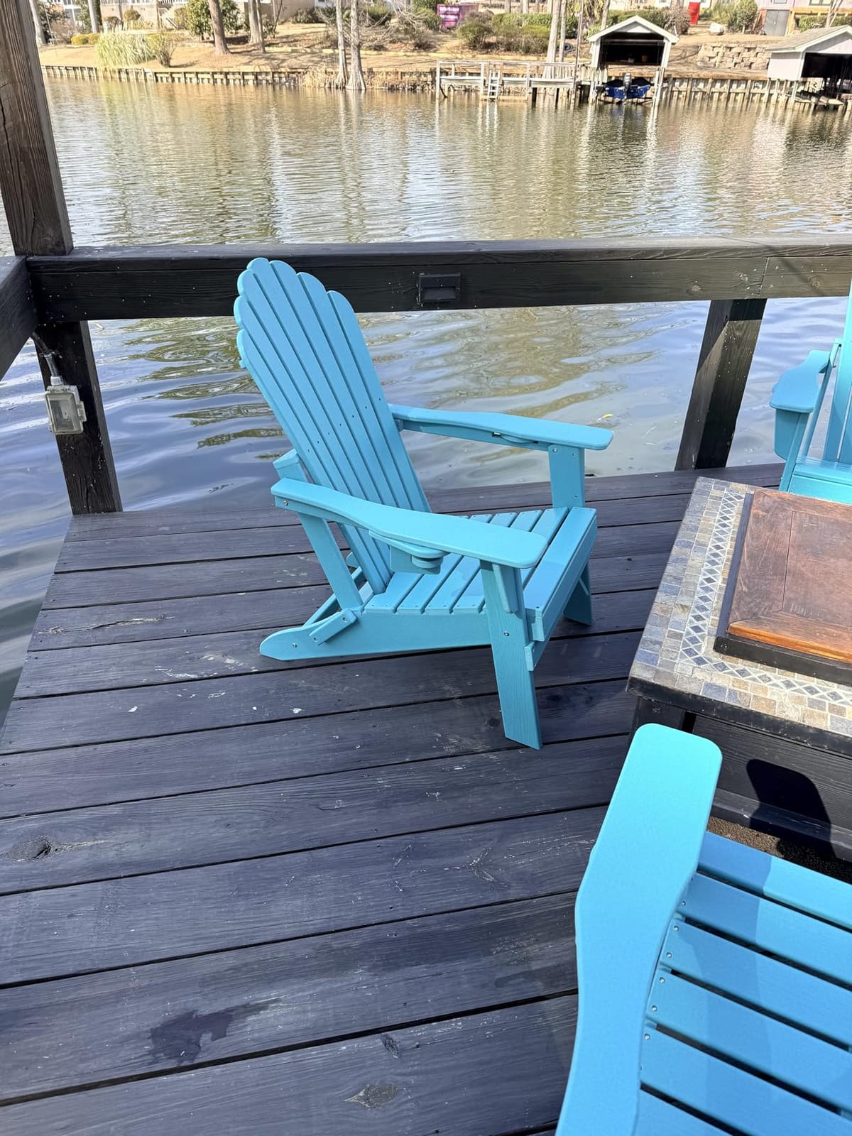 Plawdlik Outdoor HDPE Folding Adirondack Chair Set of 4, High Back Wide Seat Patio Chair with Cup Holders, All-Weather Fire Pit Chair for Garden,Lawn,Poolside, Coffee customer photo 1