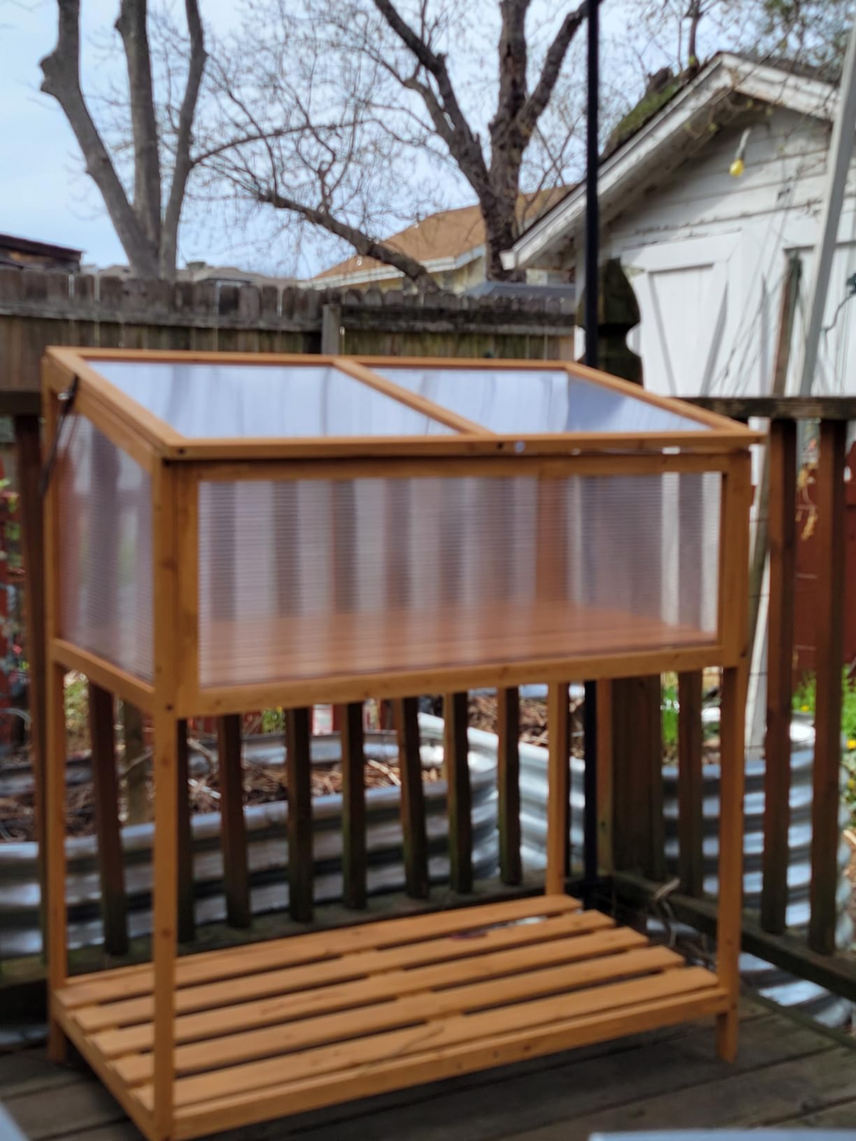 Giantex Wood Cold Frame Greenhouse, Portable Raised Flower Planter Protection with Transparent Openable Roof, Small Indoor Outdoor Hot House for Garden Sunroom Balcony, 36”x33”x23” customer photo 1