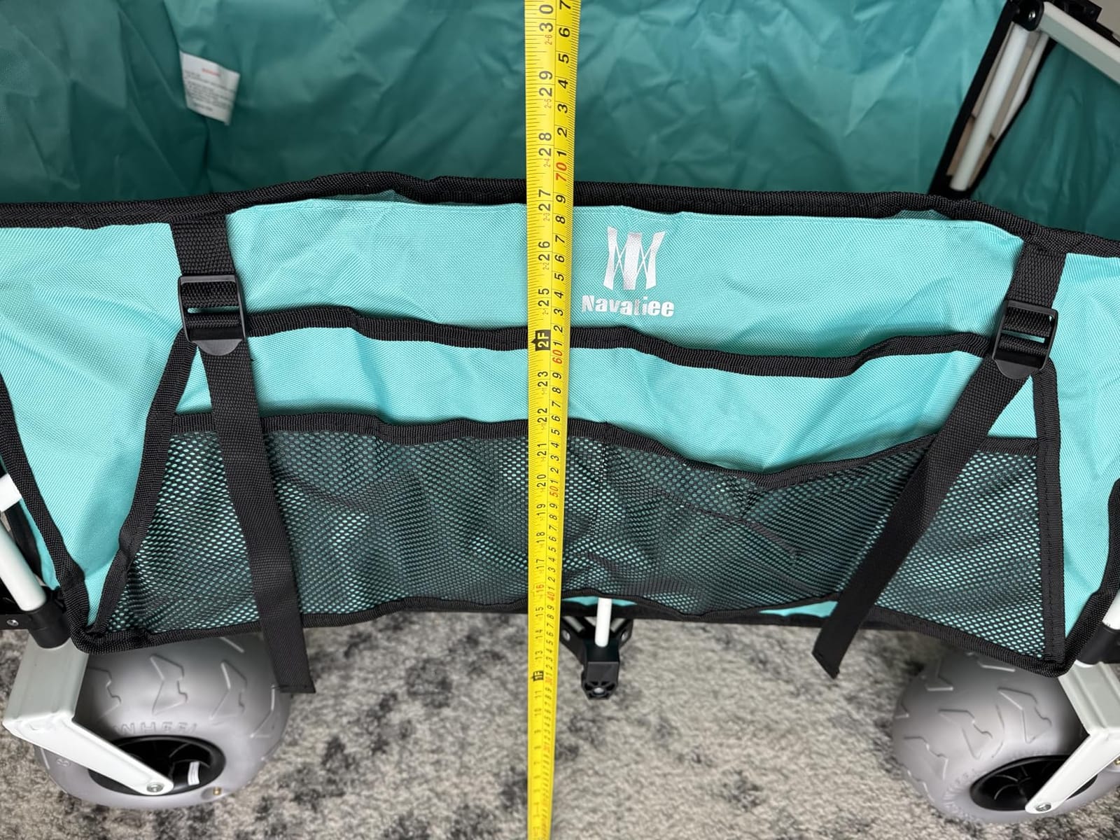 Navatiee 260L Beach Wagon with Extended Tailgate, 440lbs Heavy Duty Beach Cart with 9” Big Balloon Wheels for Sand, Collapsible Folding Wagon with Side Pocket for Outdoor, Light Blue customer photo 1
