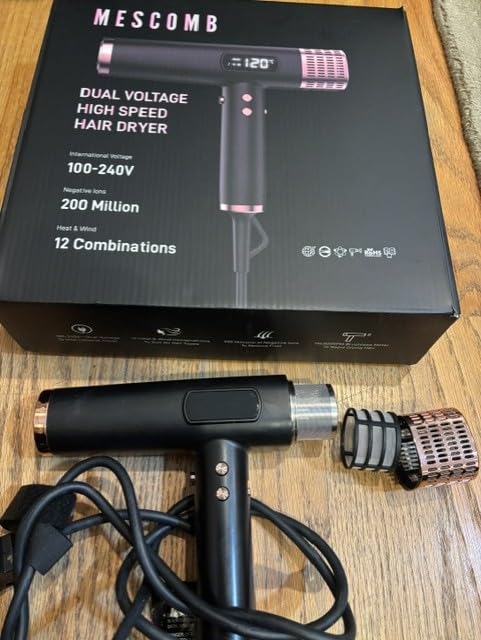MESCOMB Dual Voltage Travel Hair Dryer with Diffuser, 1875W Ionic,Black customer photo 1