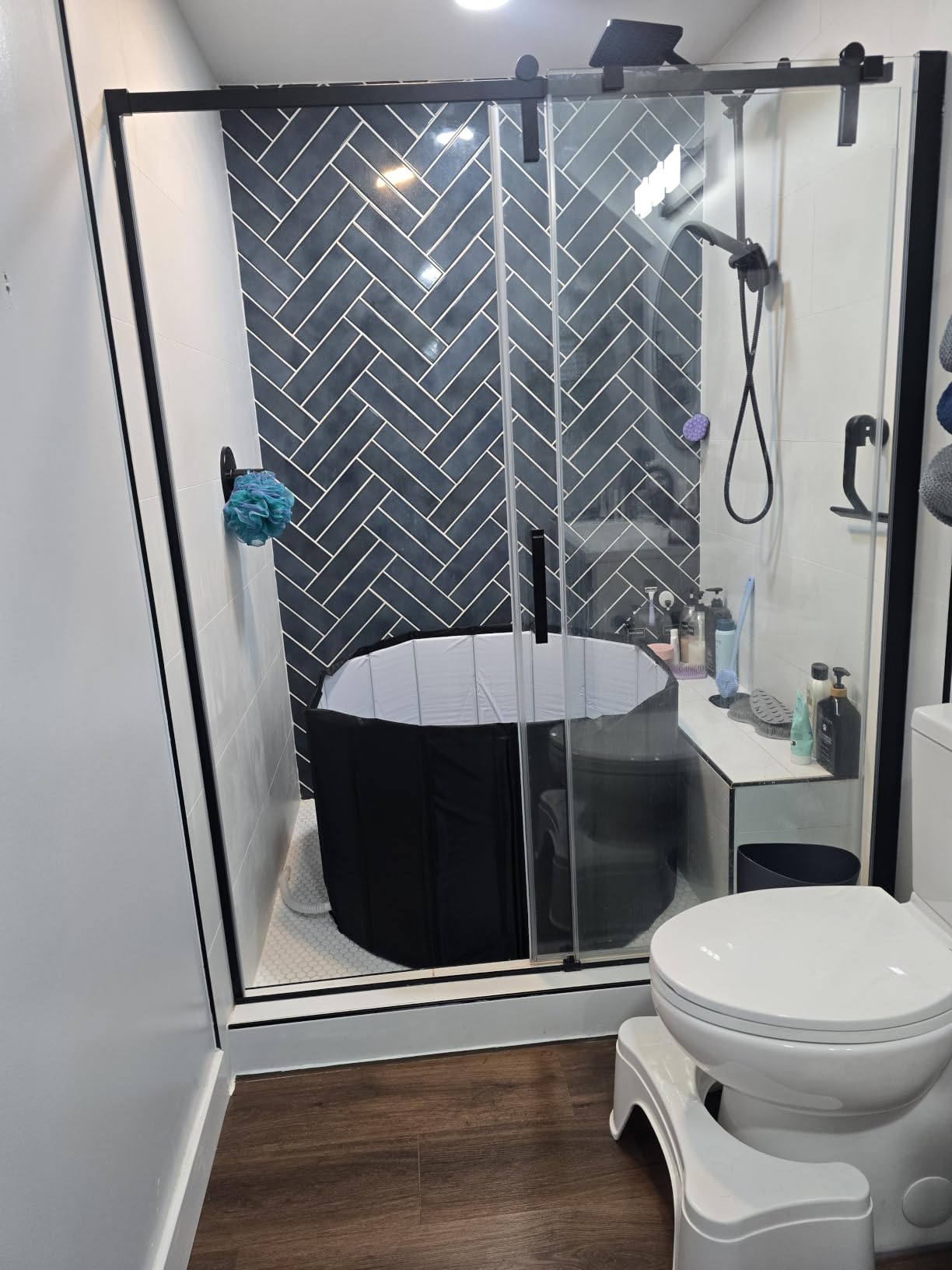 Portable Bathtub for Adult, Foldable Soaking Bathtub for Hot SPA&Ice Bath, Foldable Small Bathtub collapsible bathtub for Bathing, 6-layer Insulated portable tub,Space-Saving (black 41.3X26.6 IN) customer photo 1