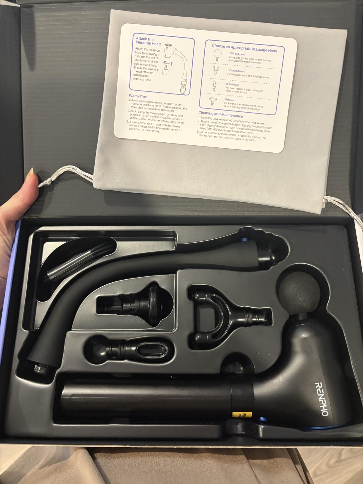 RENPHO Reach Curve Massage Gun with Extension Handle, 4-in-1 Massager customer photo 2
