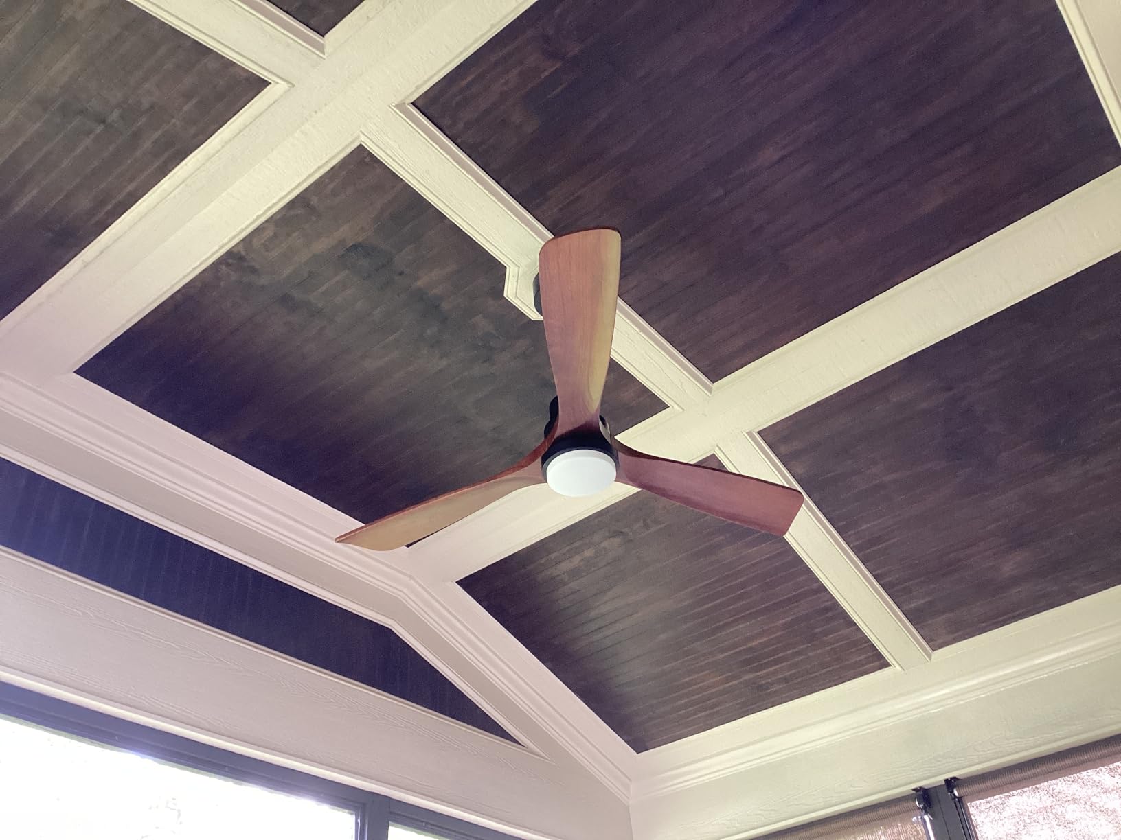 52 INCH Outdoor Ceiling Fan with Lights,Smart Ceiling Fan 3 Wood Blades Compatible with Alexa/Gg Voice Control&App&Remote,Quiet DC Motor for Covered Patio Porch Bedroom,Dark Walnut customer photo 1