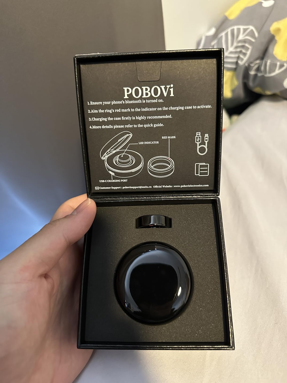 POBOVi Gen 2 Titanium Smart Ring for Women & Men, Sleep & Heart Rate Tracker, No Subscription, Size Before You Buy (Black, 8) customer photo 2