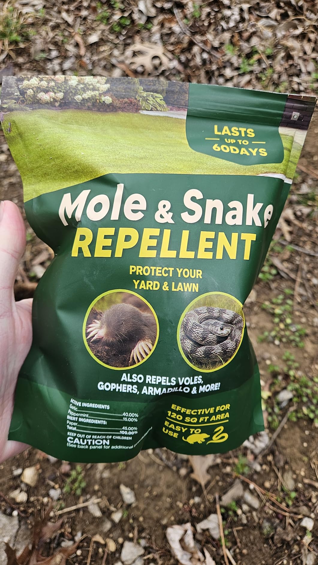 Mole & Snake Repellent, Gopher Repellent Outdoor, Vole & Snake Repellent for Yard, Armadillo & Groundhogs Deterrent for Lawn Pet Safe, Keep Snake Away for Garden/Garage, Safe to Use-8P customer photo 1