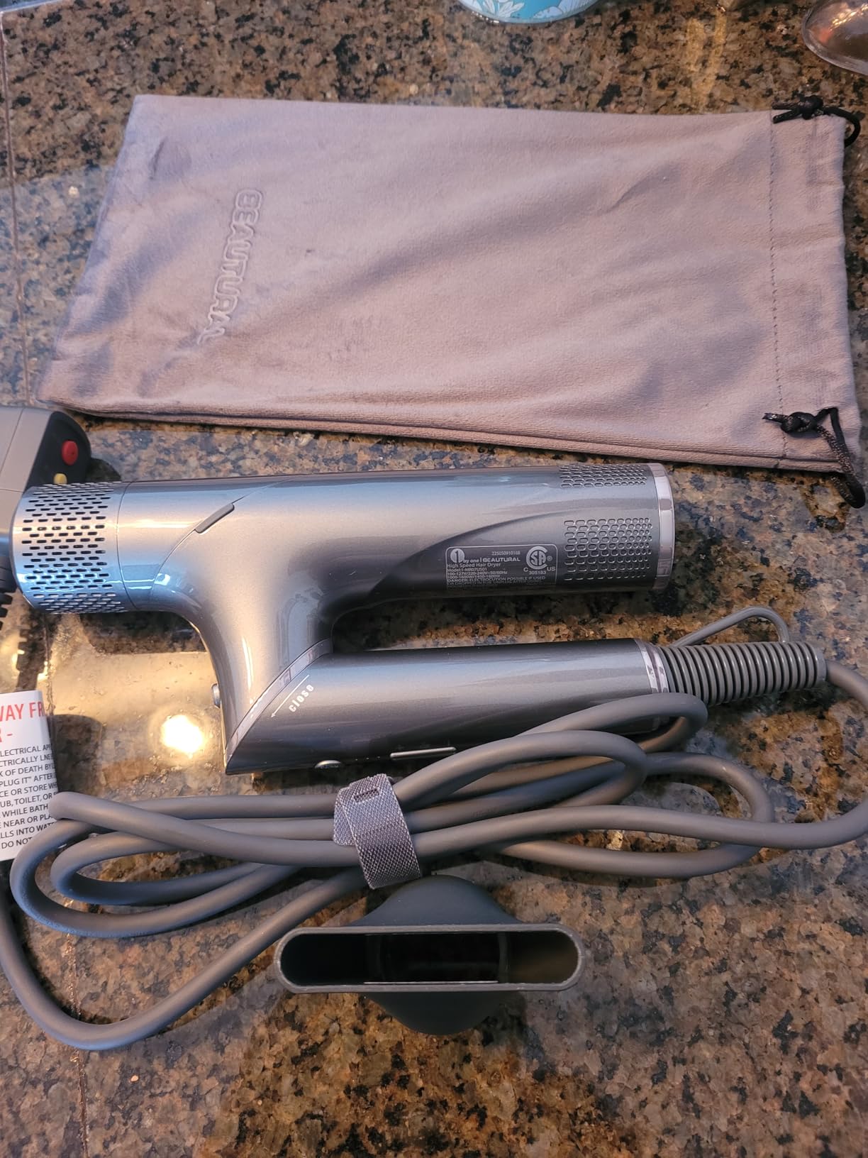 BEAUTURAL 1600W High-Speed Foldable Dual Voltage Travel Hair Dryer, Gray customer photo 1