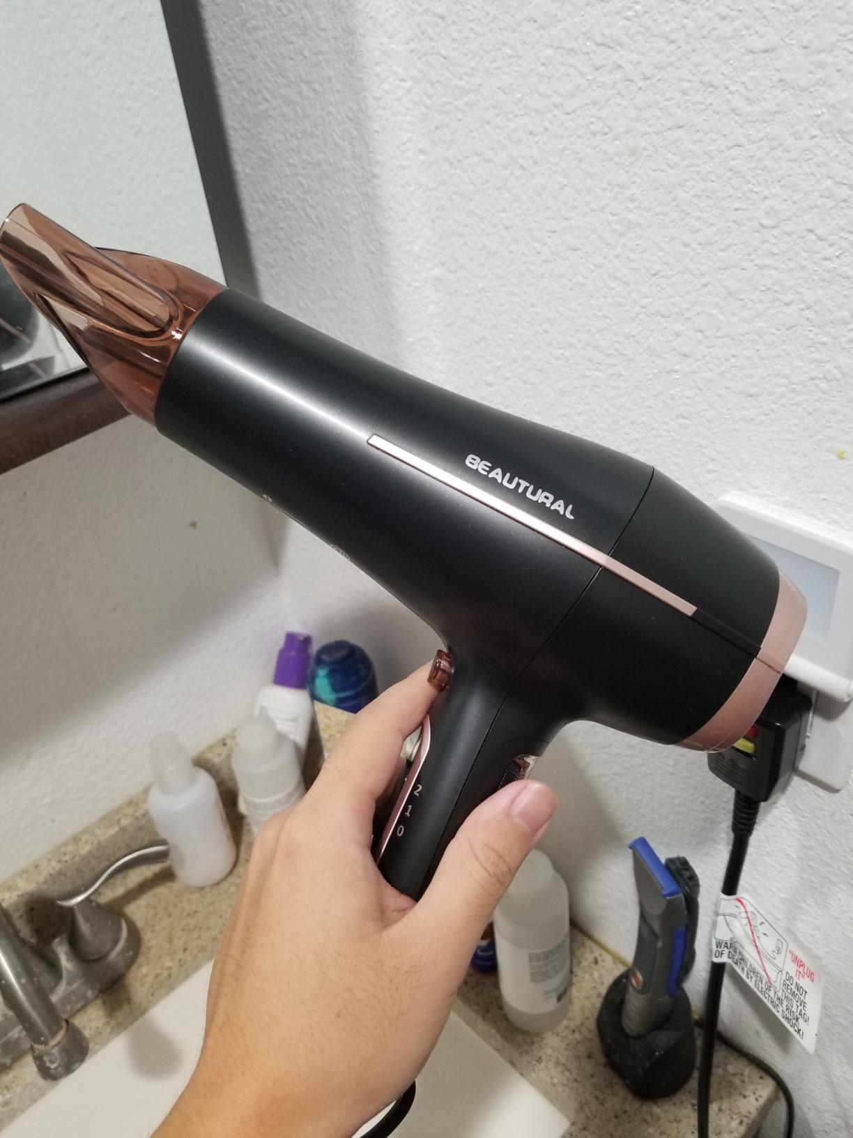 BEAUTURAL 1600W High-Speed Foldable Dual Voltage Travel Hair Dryer, Gray customer photo 2