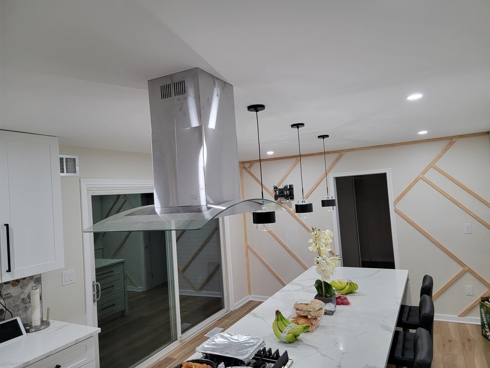 36 inch Island Range Hood Ceiling Mount 1200 CFM Stove Vent Hoods | 4-Speed Gesture Sensing & Touch, Ducted/Ductless, Stainless Steel, 4 LED Lights, Timer, Dishwasher-Safe Filters, for Kitchen customer photo 1