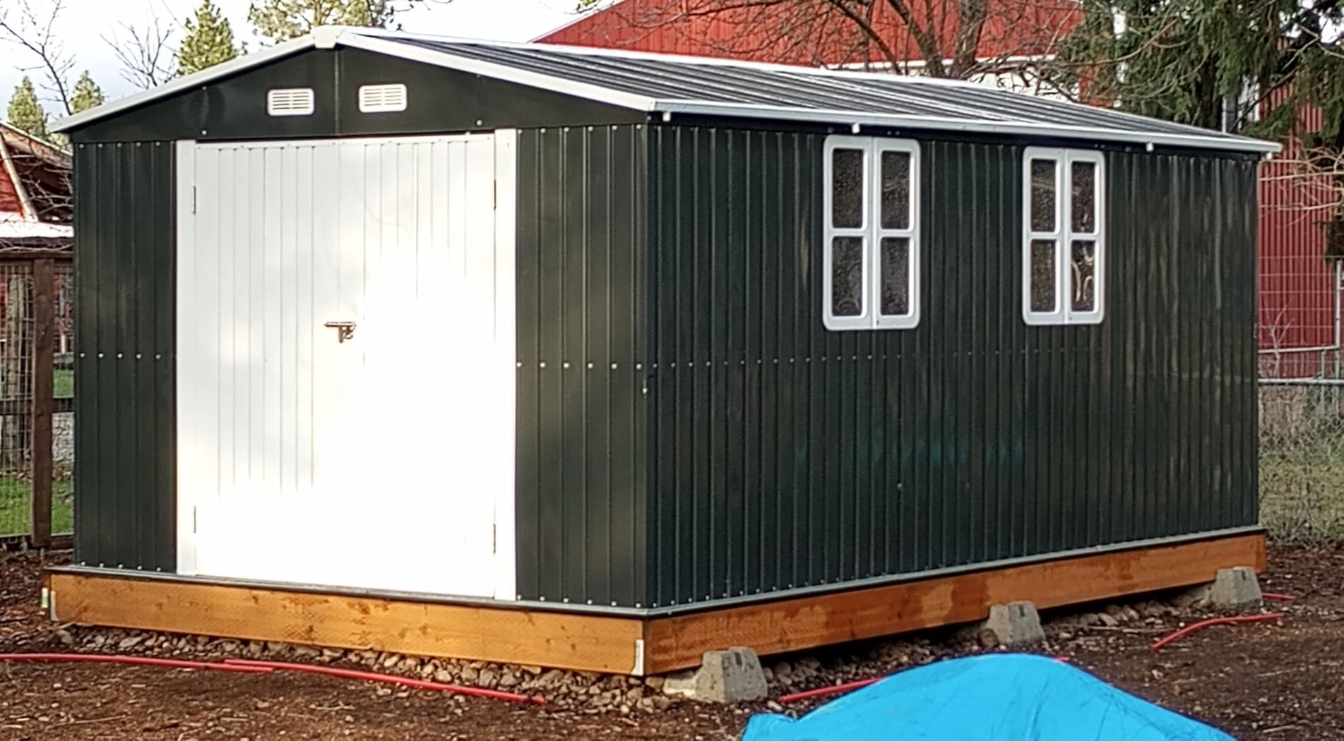 AMERLIFE 10x21x7.3 FT Metal Garage Shed with Double Hinged Doors, 4 Windows customer photo 1