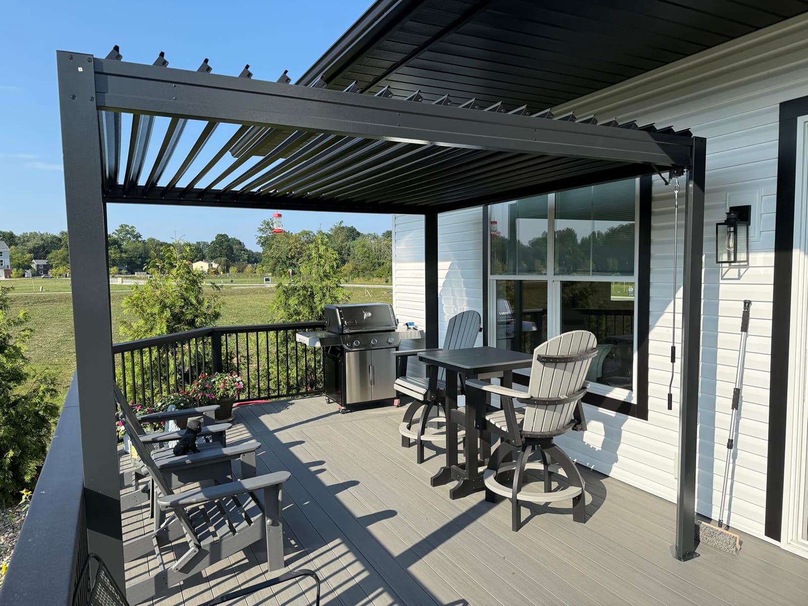 Domi Louvered Pergola 10x16, Outdoor Metal Pergola, Espresso Brown customer photo 1