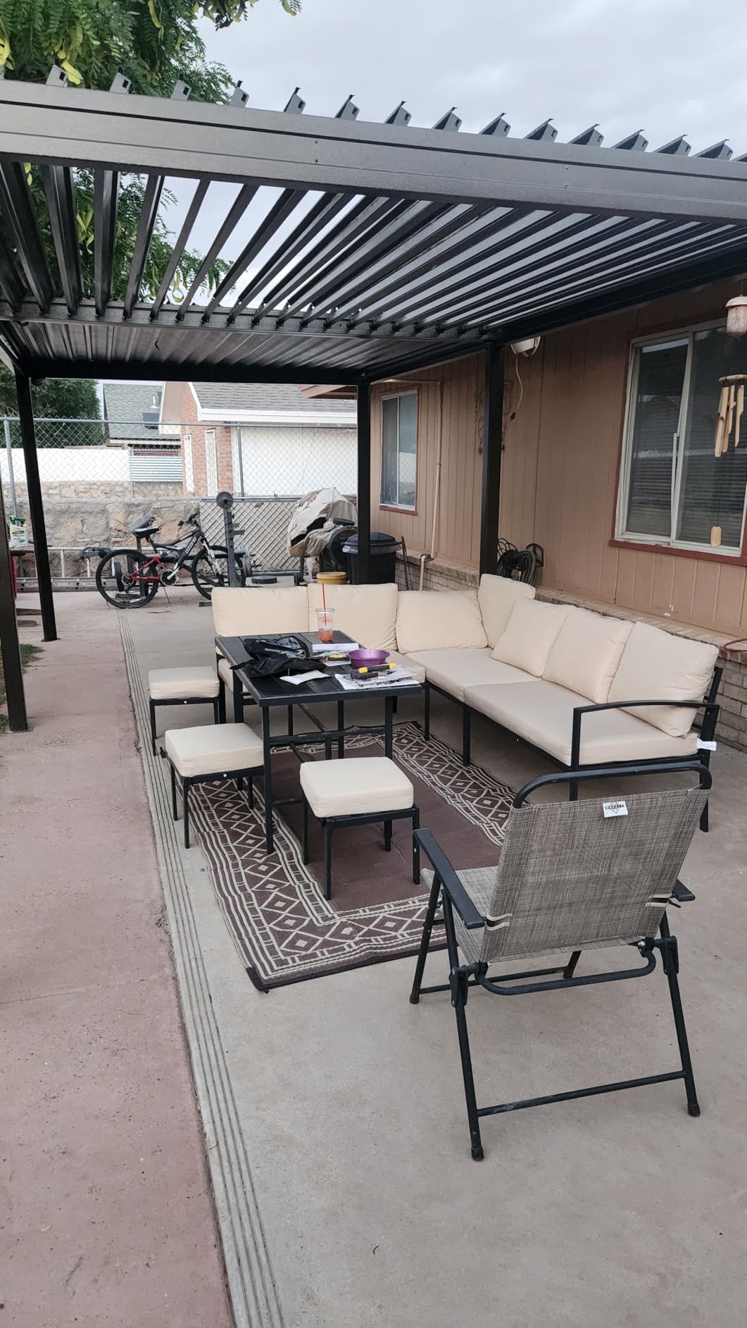 Domi Louvered Pergola 10x16, Outdoor Metal Pergola, Espresso Brown customer photo 2