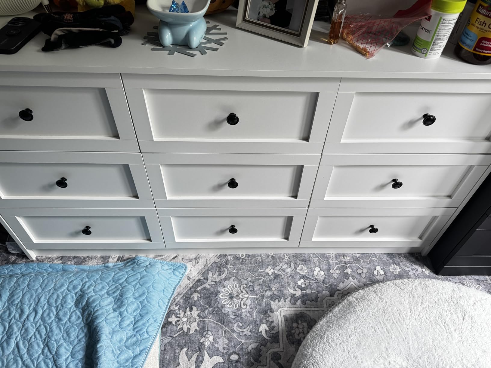 Antique Black 6 Drawer Double Dresser & 2 Nightstands, 3 Pcs Bedroom Set customer photo 2