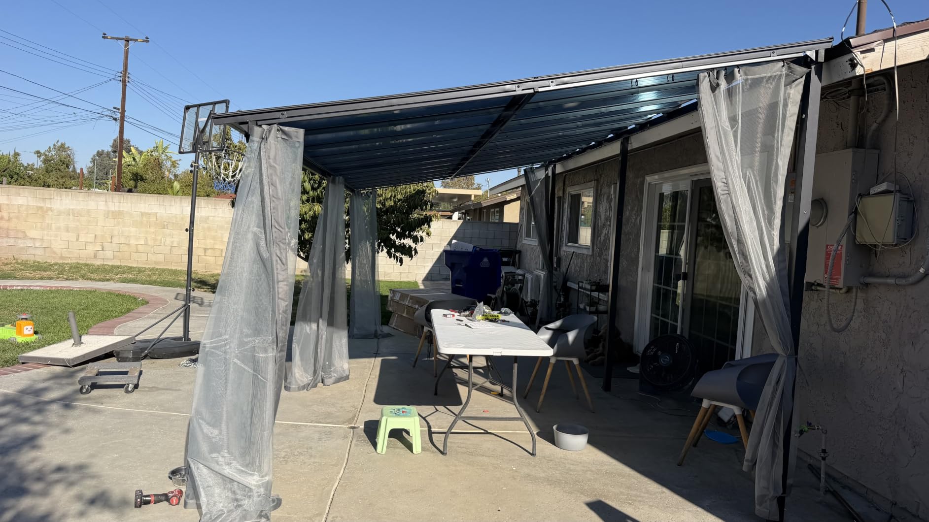 Aoxun 12x10FT Pergola with Netting and Curtains for Patio, Brown customer photo 1