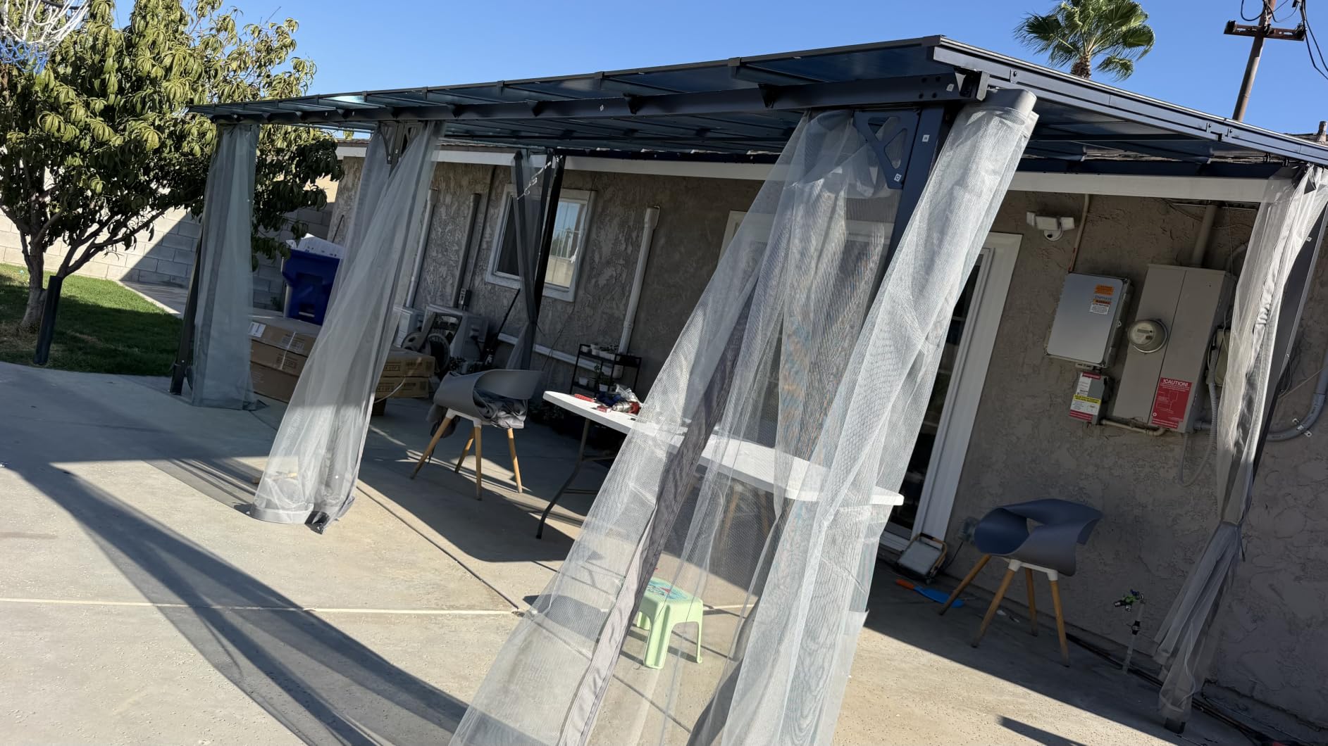 Aoxun 12x10FT Pergola with Netting and Curtains for Patio, Brown customer photo 2