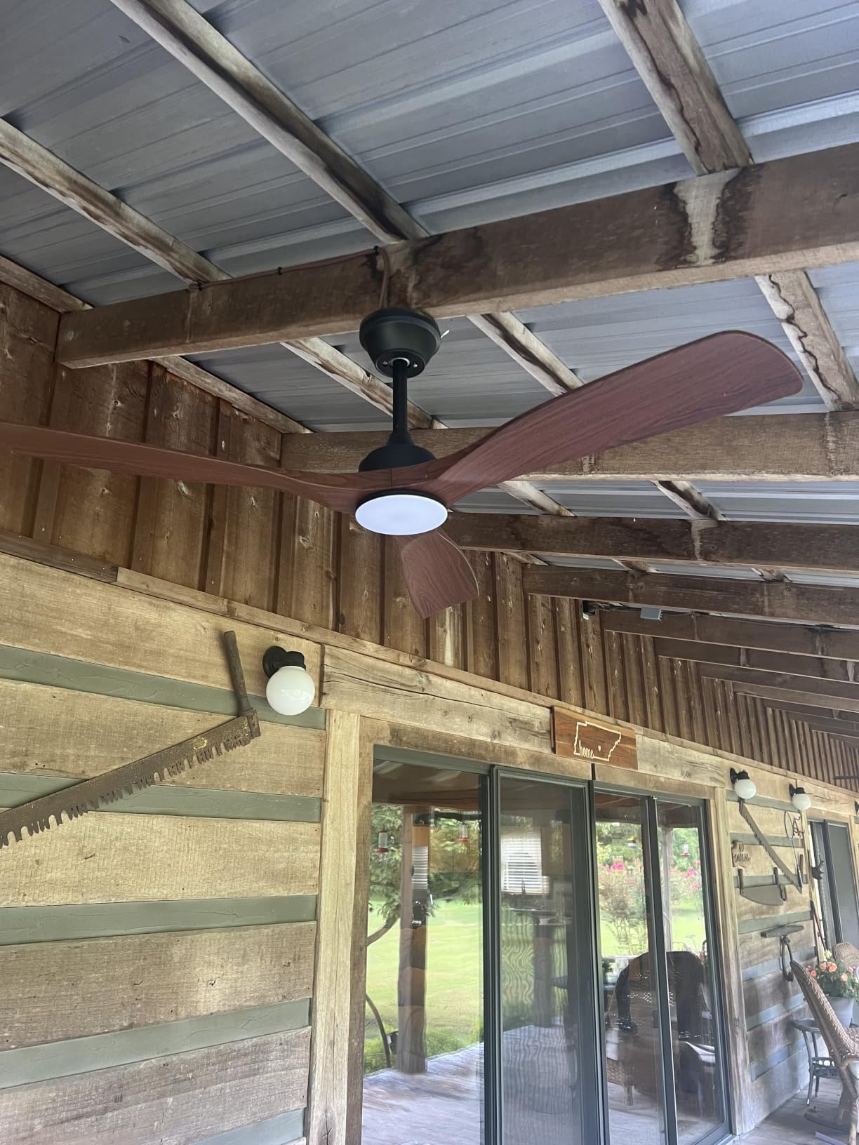 Outdoor Ceiling Fan with Light: 52 Inch 3 Blade Outdoor Fans for Patios - Modern Black Ceiling Fan with Dimmable Light Remote Control Ultra Quiet Reversible DC Motor Timer customer photo 1