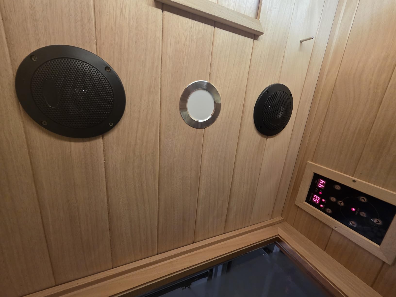 Sauna Room, Steam Sauna 4-6 Person Traditional Outdoor Barrel Sauna Finnish Carbonized Spruce with Electric Sauna Heater, Sauna Stones, LED Lights,Sauna Accessories, 7-Color Therapy Sauna customer photo 2