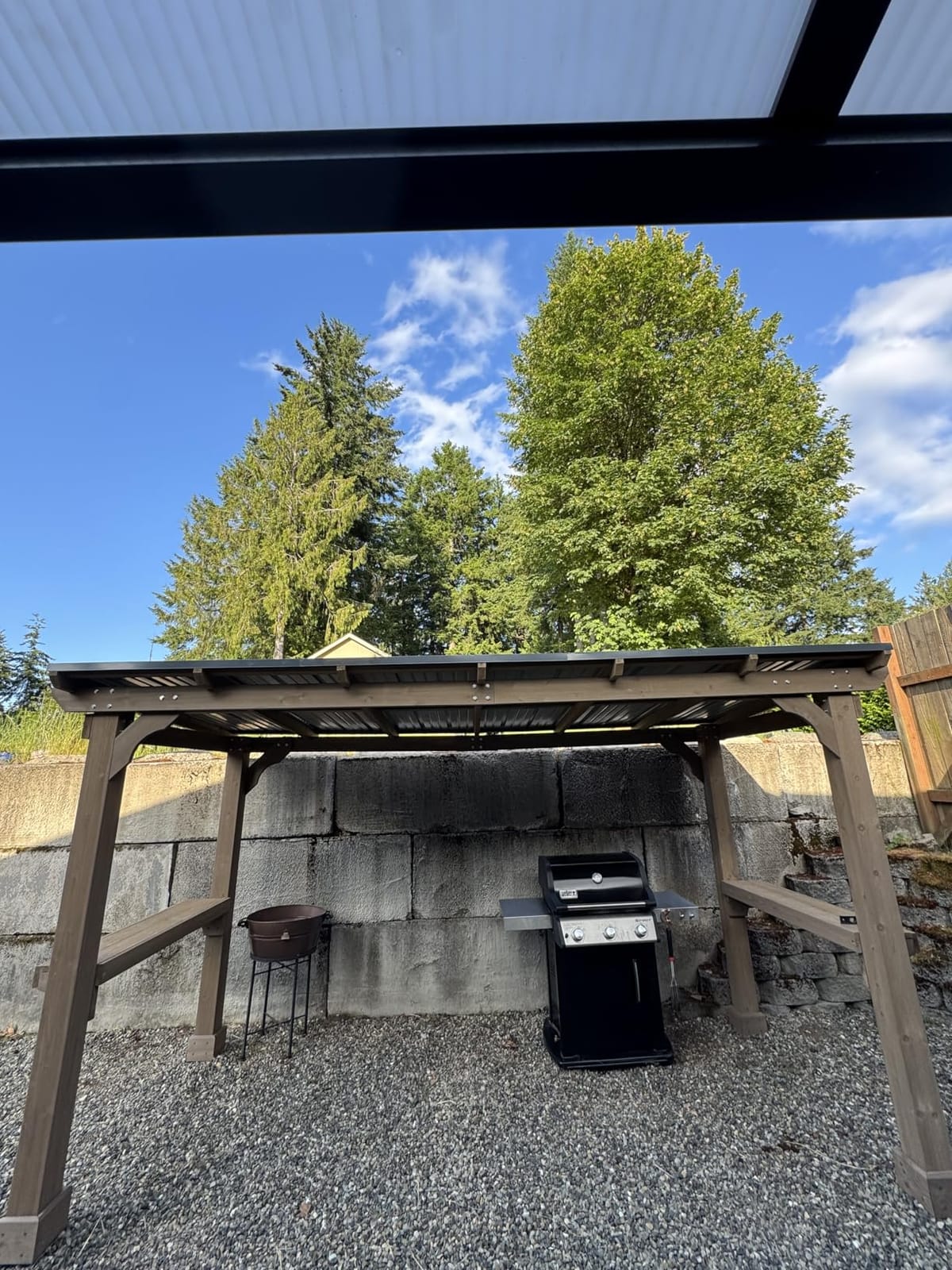 MUPATER 8' x 10' Hardtop Grill Gazebo, Cedar Wood BBQ Gazebo, Side Shelves customer photo 1
