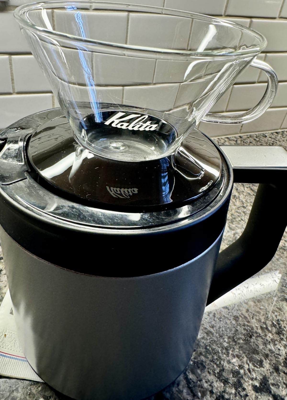 Kalita Wave Pour Over Coffee Dripper, Size 185, Makes 16-26oz, Single Cup Maker, Heat-Resistant Glass, Patented & Portable,black customer photo 2