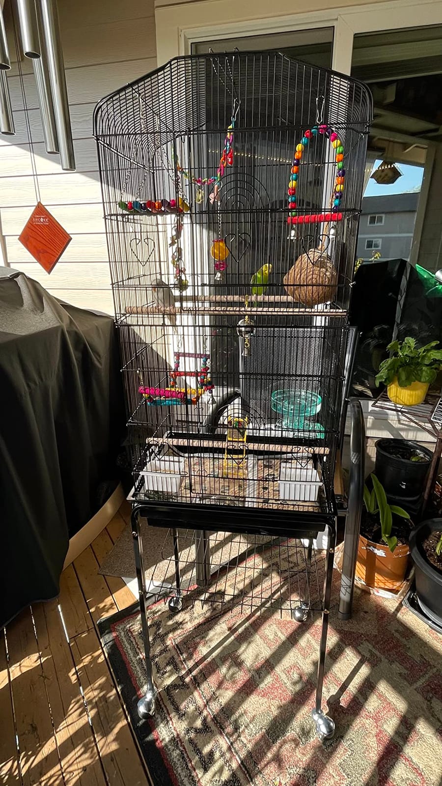ZENY 63.4 Inch Bird Cage, Rolling Wrought Iron Parrot Cage customer photo 2
