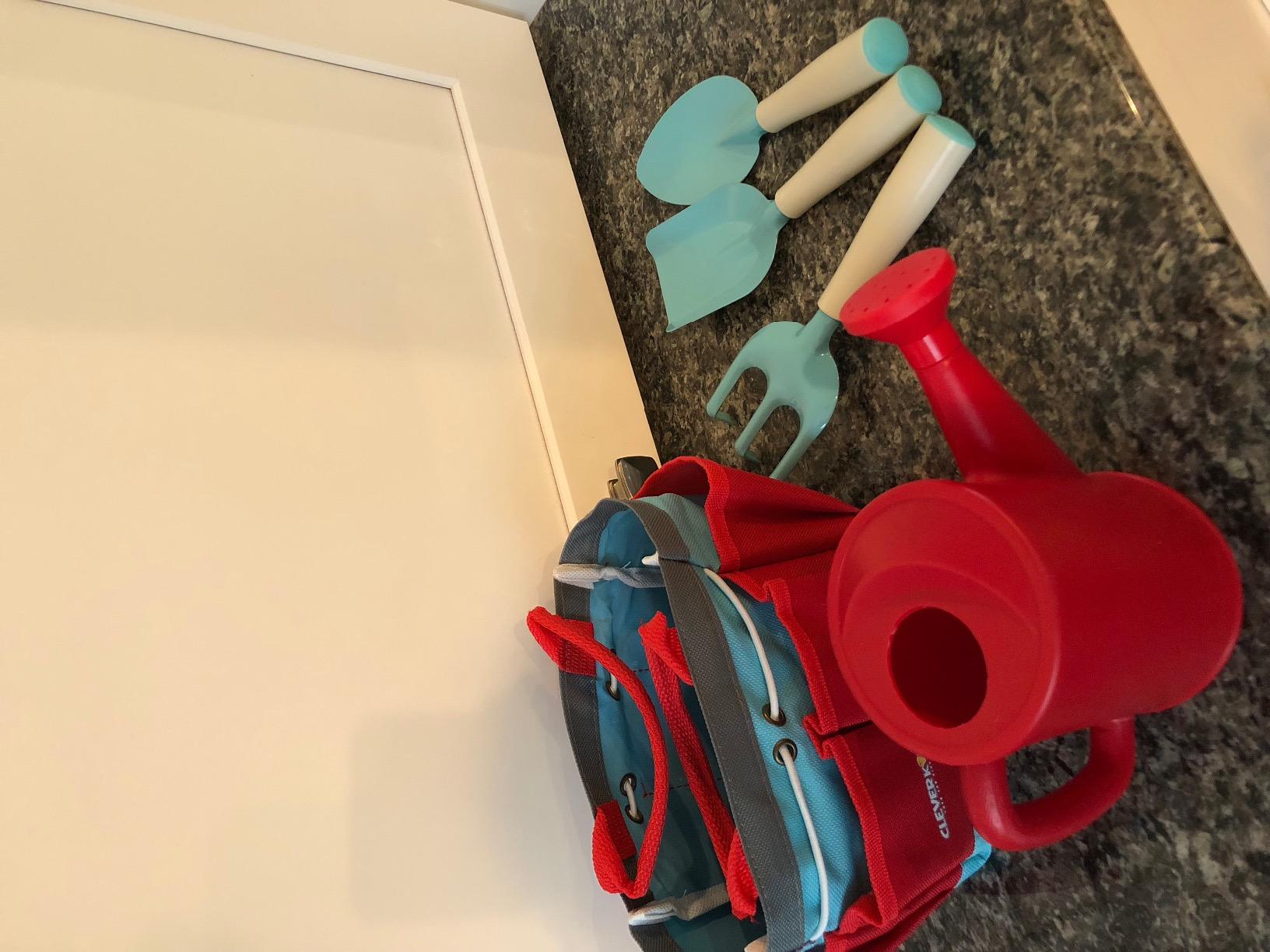 Kids Gardening Set – Toddler Gardening Kit Includes Watering Can for Kids, Shovel, Rake, Plant Stakes, Kids Gardening Gloves, Tote Bag & STEM Learning Gardening Guide Book - Garden Tool Set RED customer photo 2