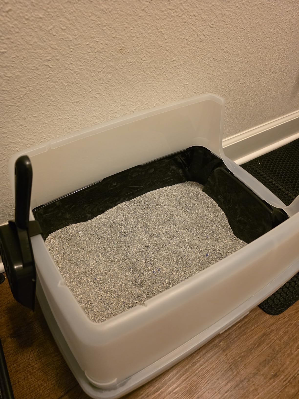 IRIS USA High Sided Cat Litter Box, Large, Scatter Shield, Black customer photo 2