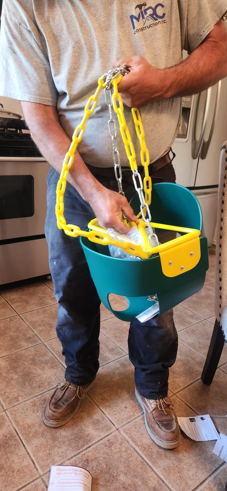 Deluxe High Back Full Bucket Toddler Swing with Pinch Protection, Green customer photo 1