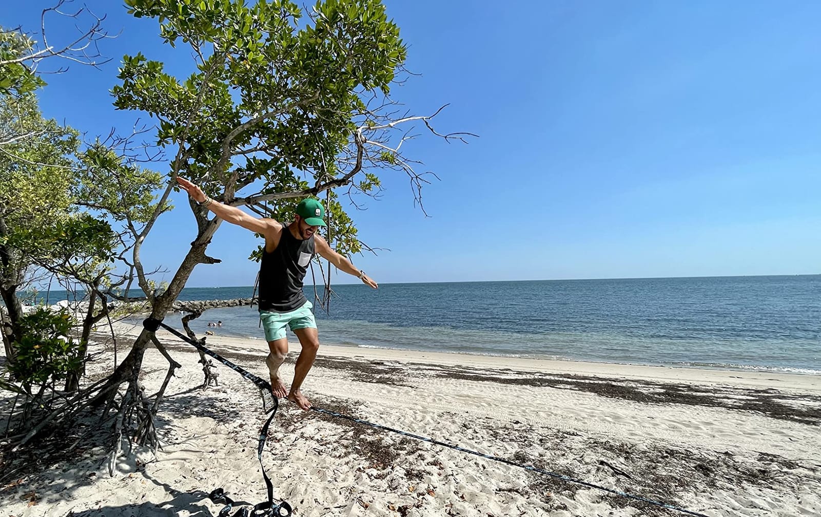 ZenMonkey Infinity Slackline Kit - 100 Foot Longline Slackline with Ergo Ratchet, Tree Protectors, Cloth Carry Bag and Instructions - Easy Setup for The Family, Kids and Adults customer photo 1