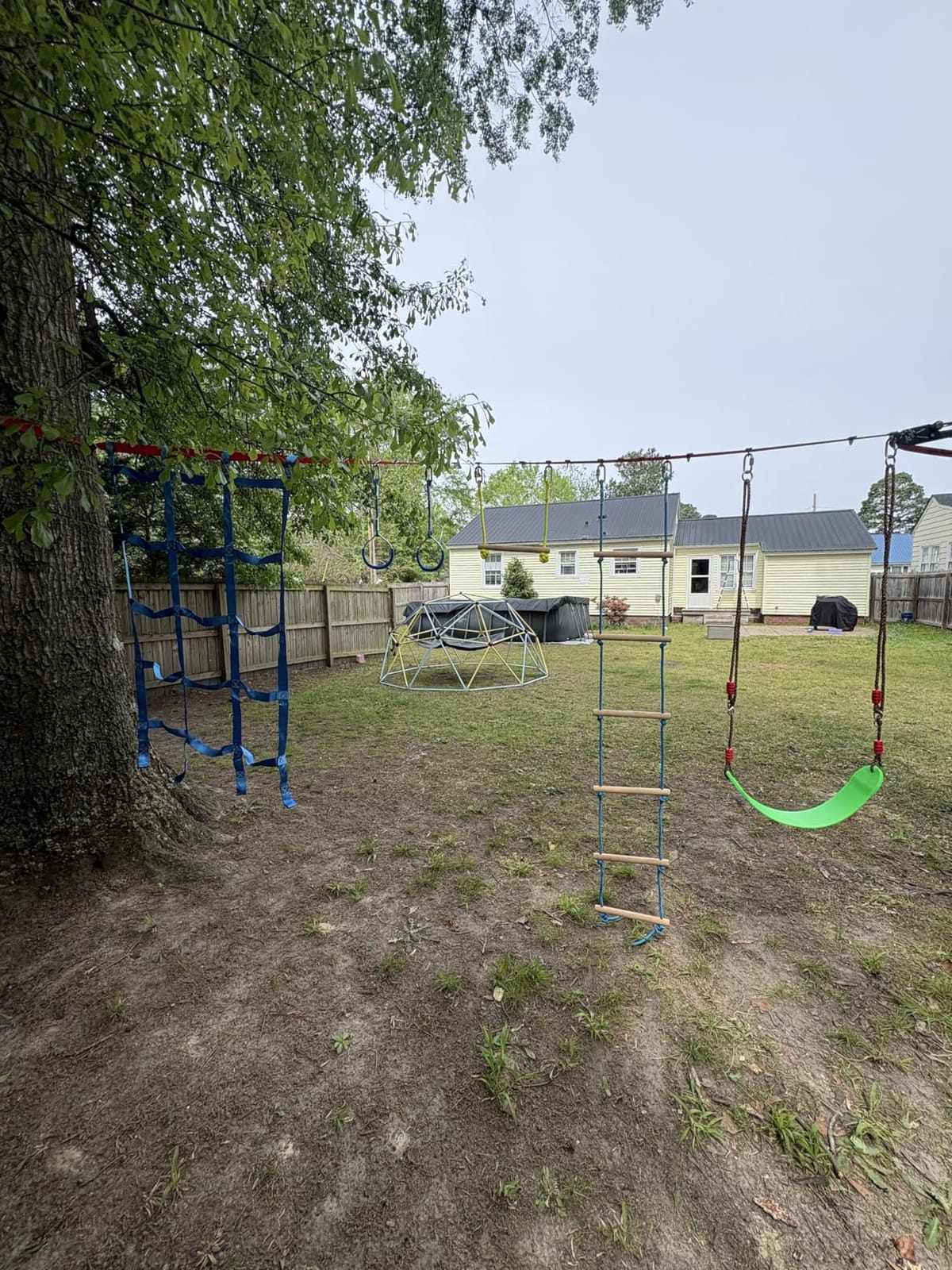 Ninja Warrior Obstacle Course for Kids Backyard - 2×50ft Slackline Kit with 10 Most Complete Accessories for Boys & Girls, Swing, Rope Ladder, Gymnastic Ring, Climbing Net, Arm Trainer and Monkey Fist customer photo 1