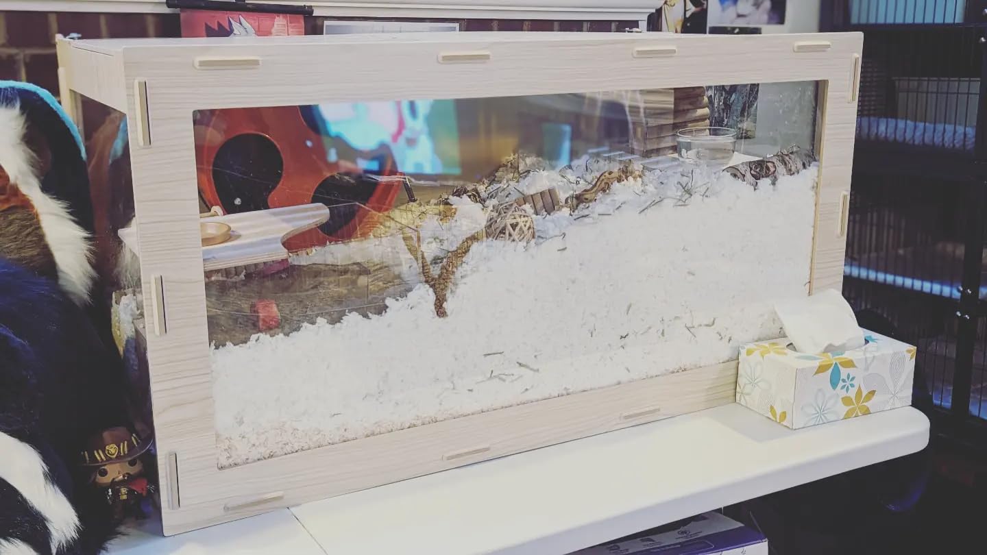 Niteangel Bigger World - MDF Aspen Terrarium for Hamster Gerbils Mice Lemming Degus or Other Small-Sized Pets(30 x 15 x 17.7 inches, Burlywood) customer photo 2