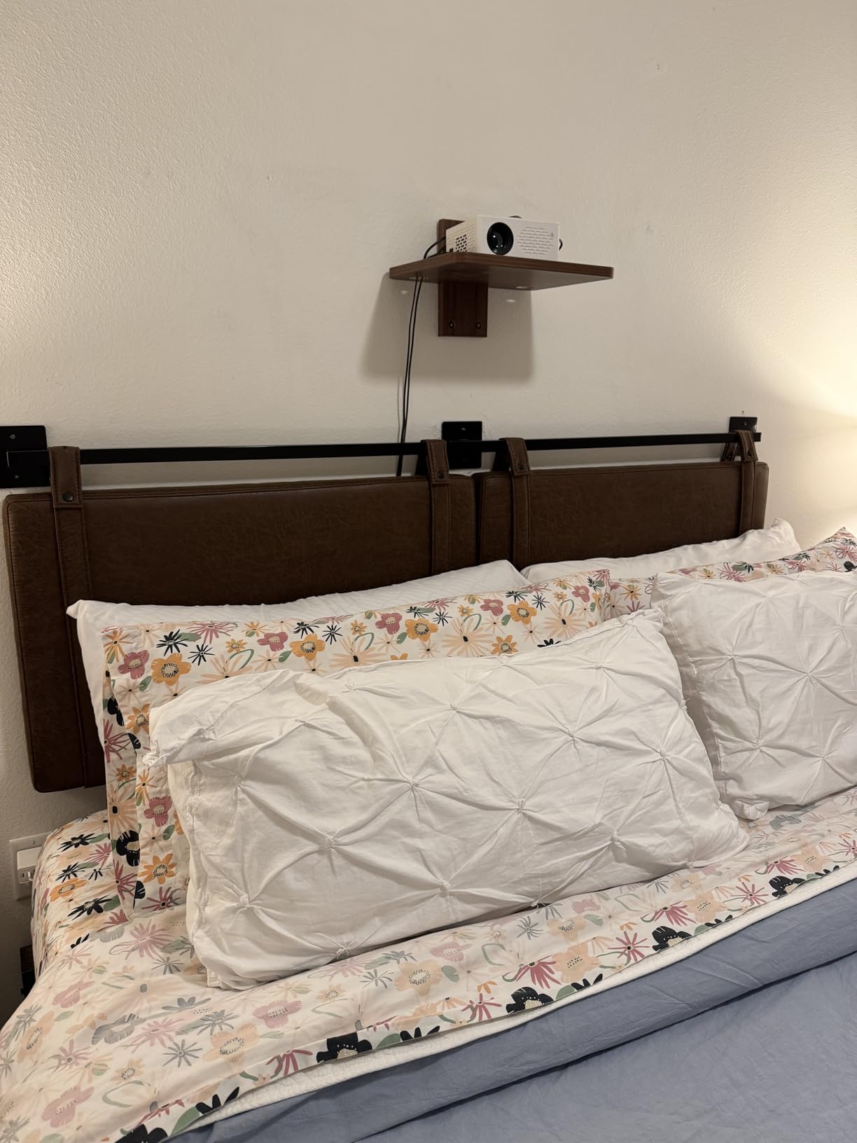Nathan James Harlow Modern Wall Mount Hanging Headboard, Queen, Brown Faux Leather customer photo 1