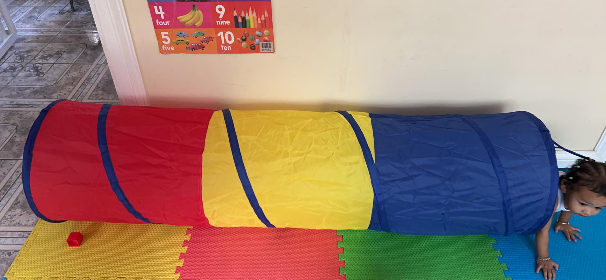 PigPigPen Pop Up Play Tunnel Tent for Toddlers Babies or Dogs, Indoor & Outdoor Toys for Kids Backyard Playset. (Red,Yellow,Blue) customer photo 1