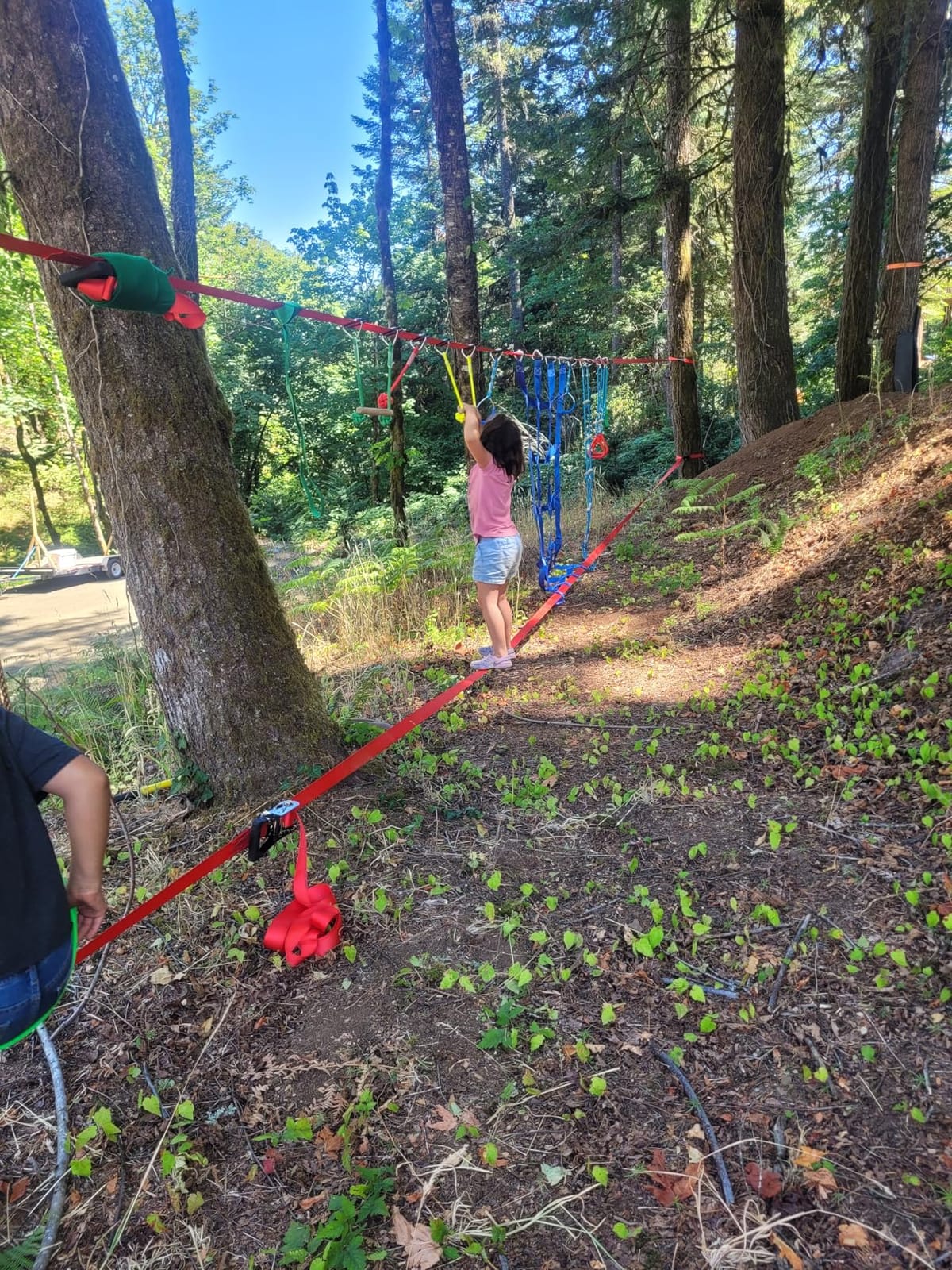 Dripex 65FT Ninja Warrior Obstacle Course for Kids - Double Longest Slacklines with 10 Most Complete Accessories for Kids, Swing, Trapeze Swing, Rope Ladder, Obstacle Net Plus 1.2M Arm Trainer customer photo 1