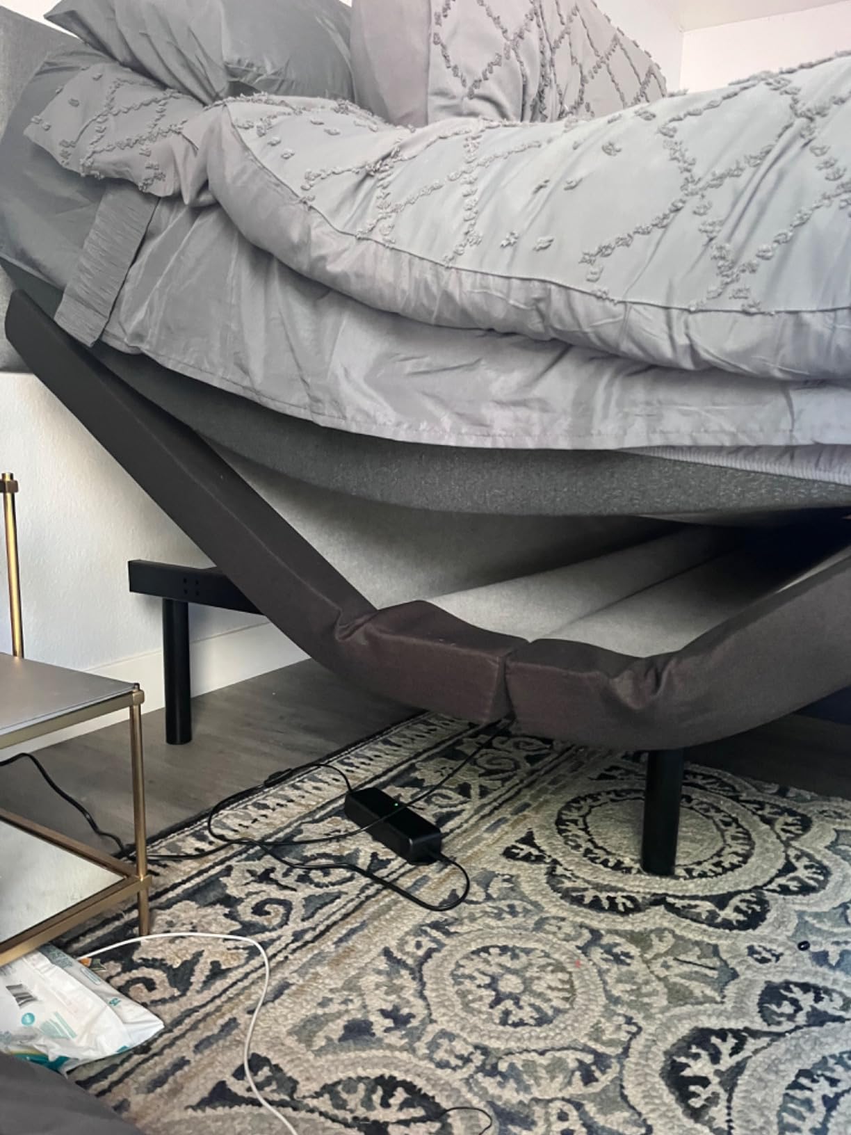 Nestl King Adjustable Bed Frame with Massage and Wireless Remote, Electric Base with Head and Foot Incline, Zero Gravity, USB Ports, Under Bed LED, No Box Spring Needed customer photo 1