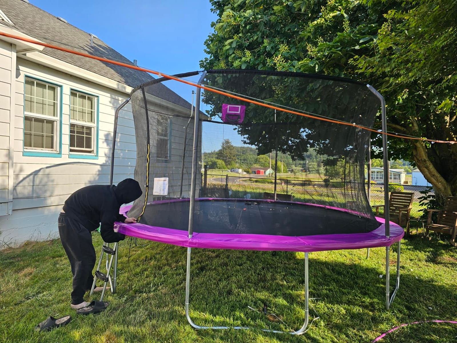 Jasonwell Trampoline Sprinkler Kids Outdside: Trampoline Accessories Waterpark Tropical Party Summer Outdoor Fun Water Games Toys Sprinklers Backyard Water Park Activity Toy for Kids Boys Girls (39FT) customer photo 1